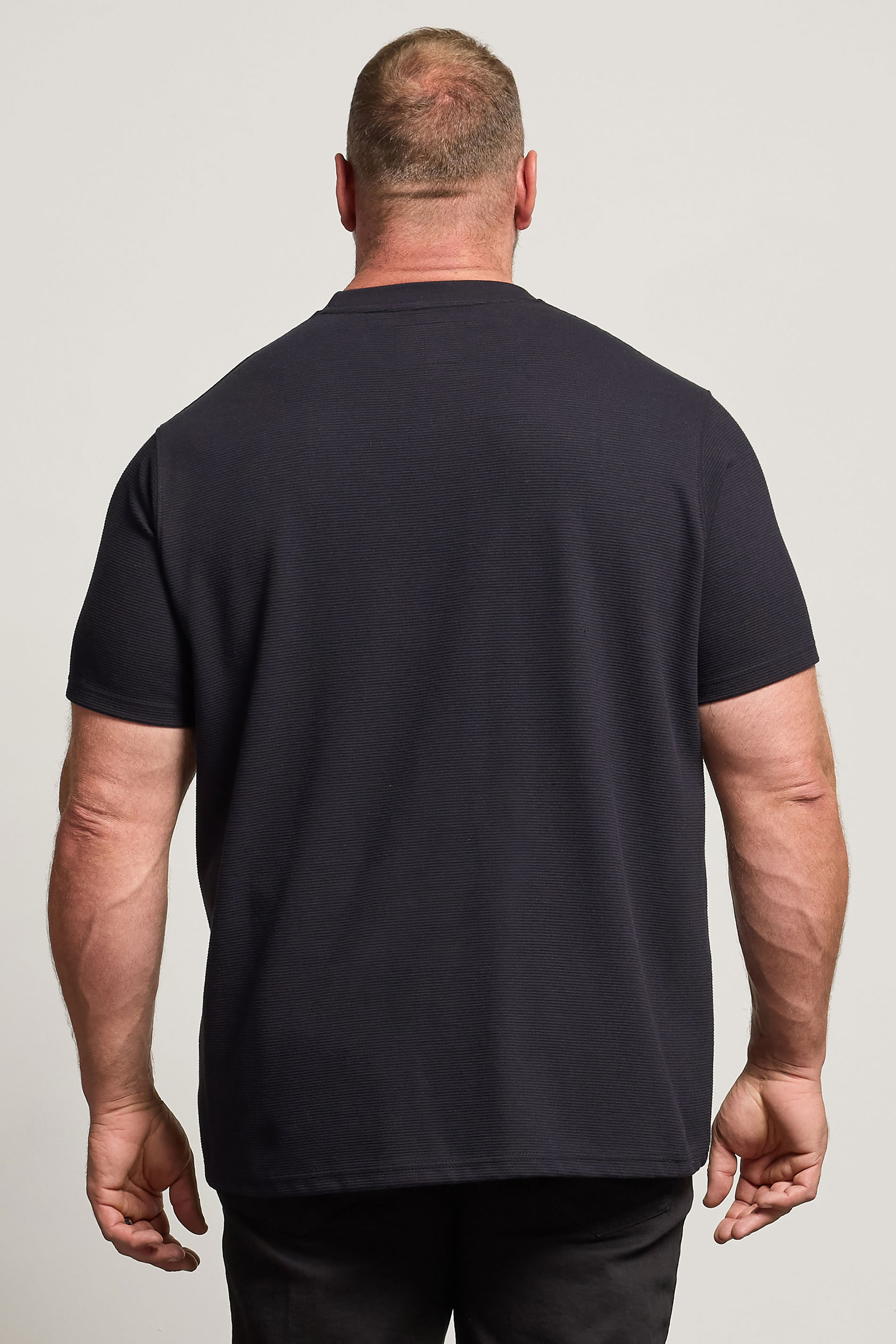BadRhino Big & Tall Navy Blue Ottoman Textured T-Shirt | BadRhino 4