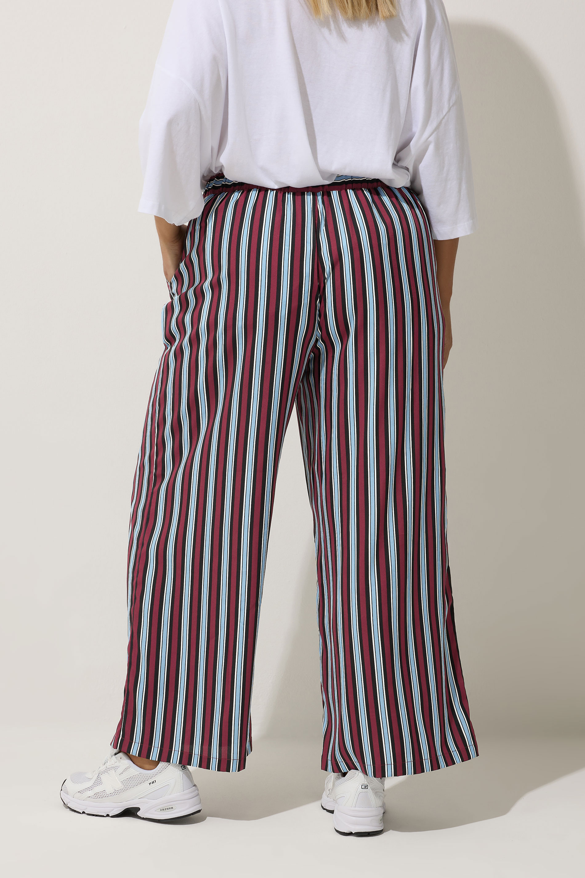 LIMITED COLLECTION Plus Size Blue Stripe Boxer Waist Trousers | Yours Clothing 2