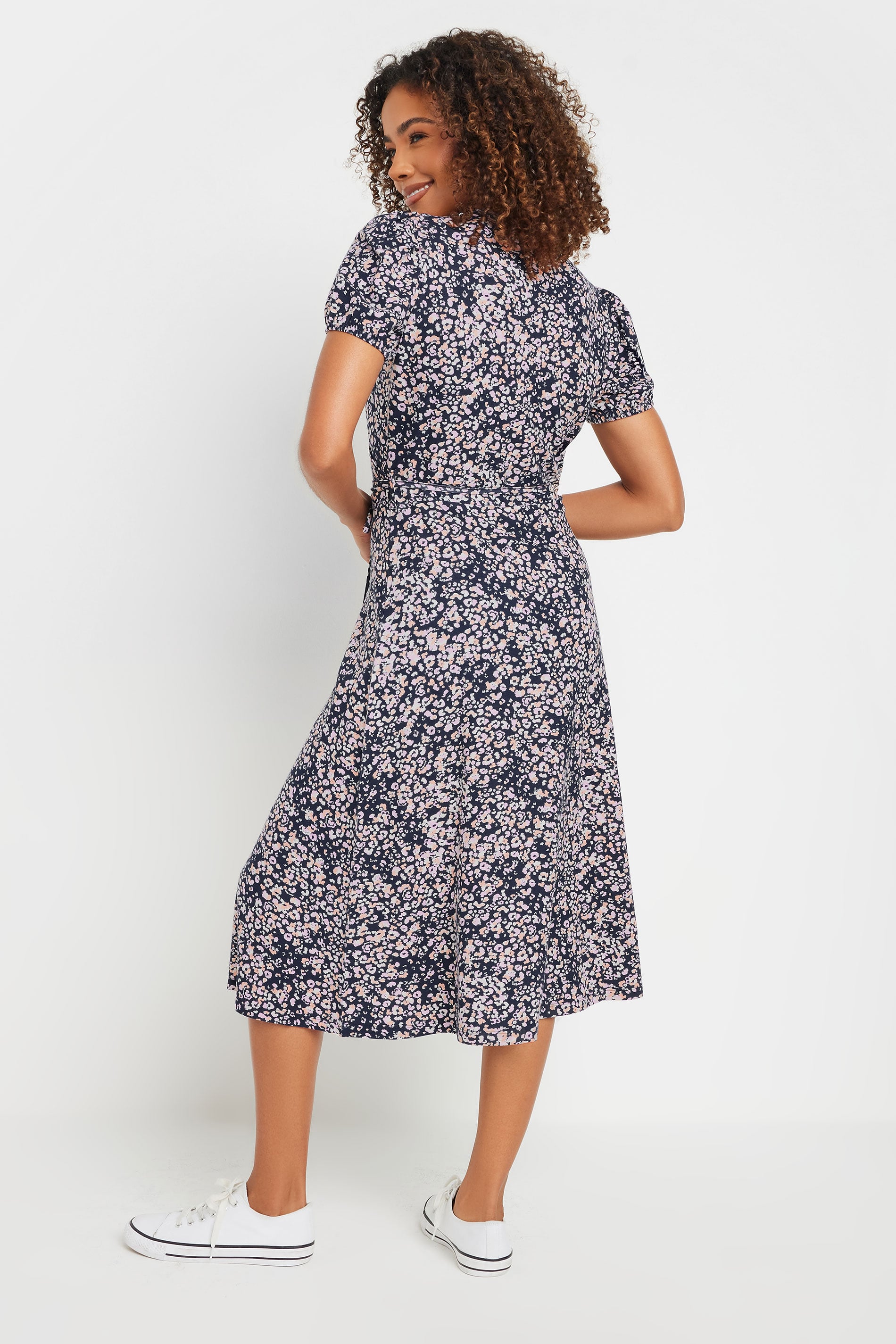M&Co Navy Blue Animal Print Wrap Dress | M&Co 2