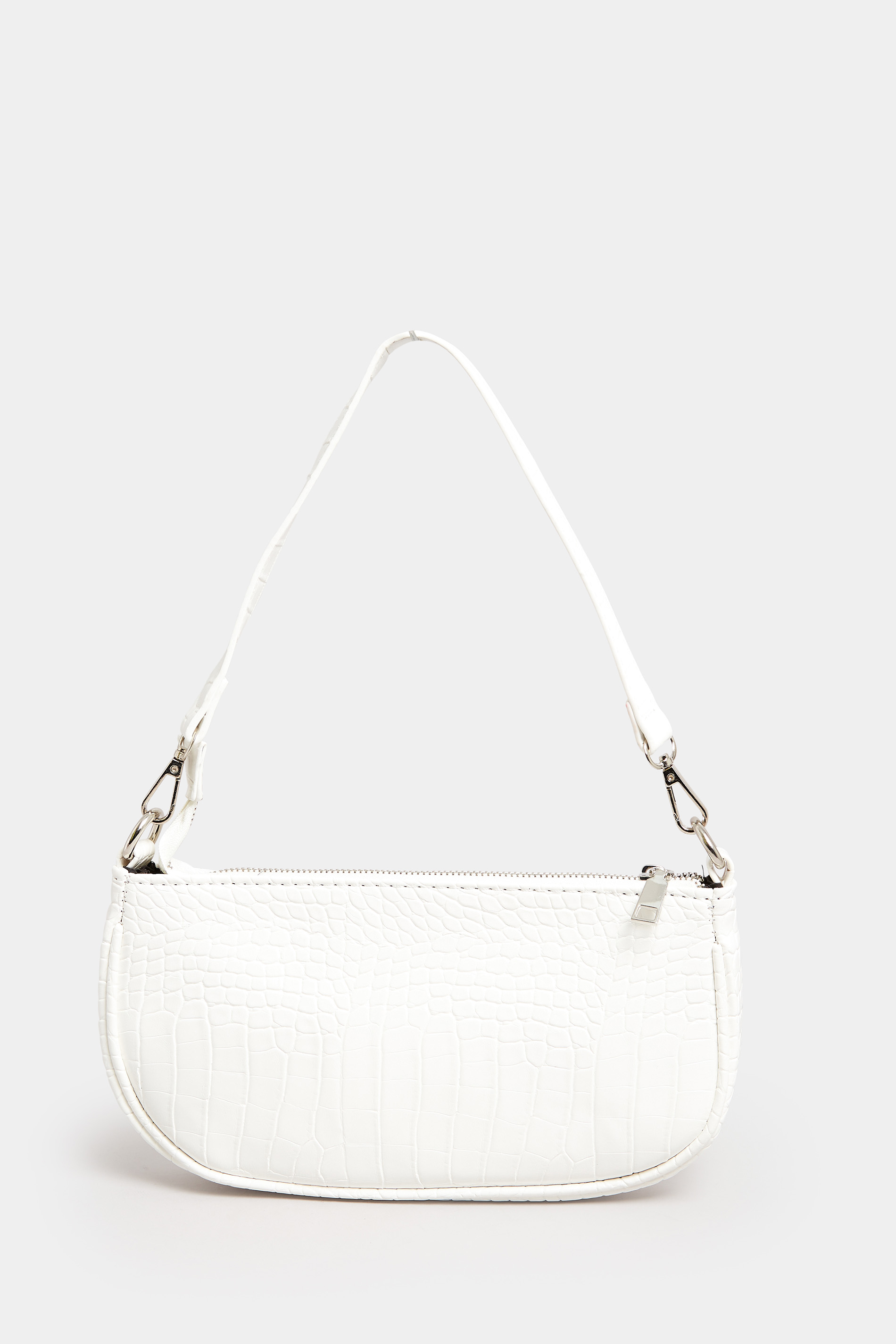 White Faux Croc Shoulder Bag | Yours Clothing 3