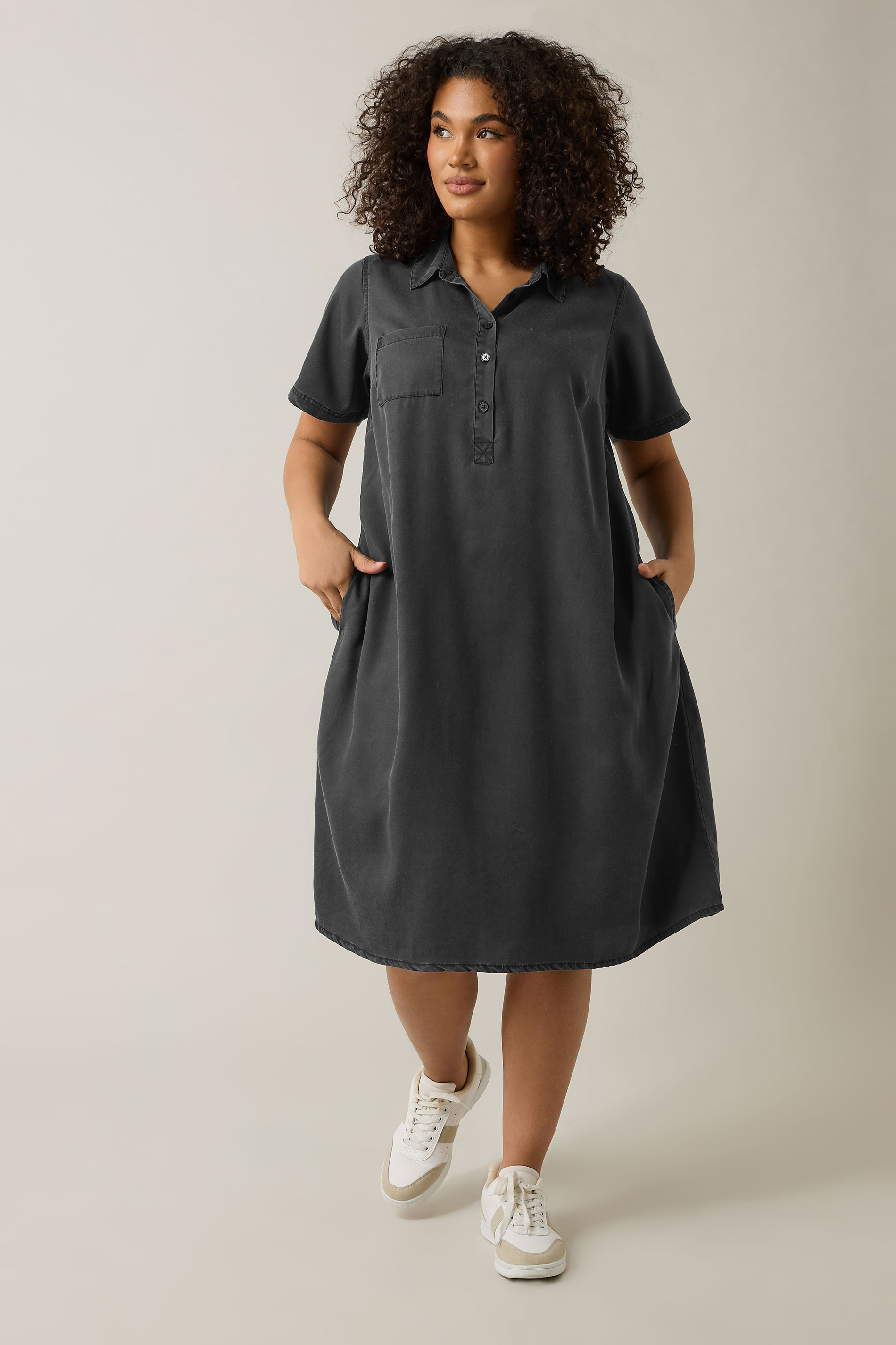 EVANS Plus Size Black Lyocell Denim Dress | Evans  3