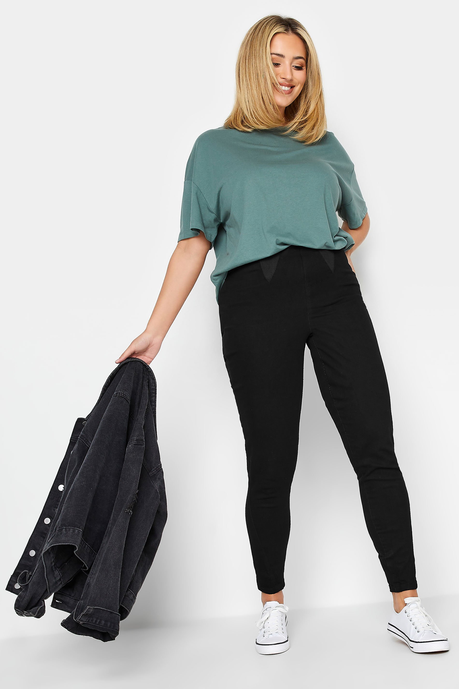 Plus Size Black Elasticated Insert Shaper Stretch Jeggings | Yours Clothing 3
