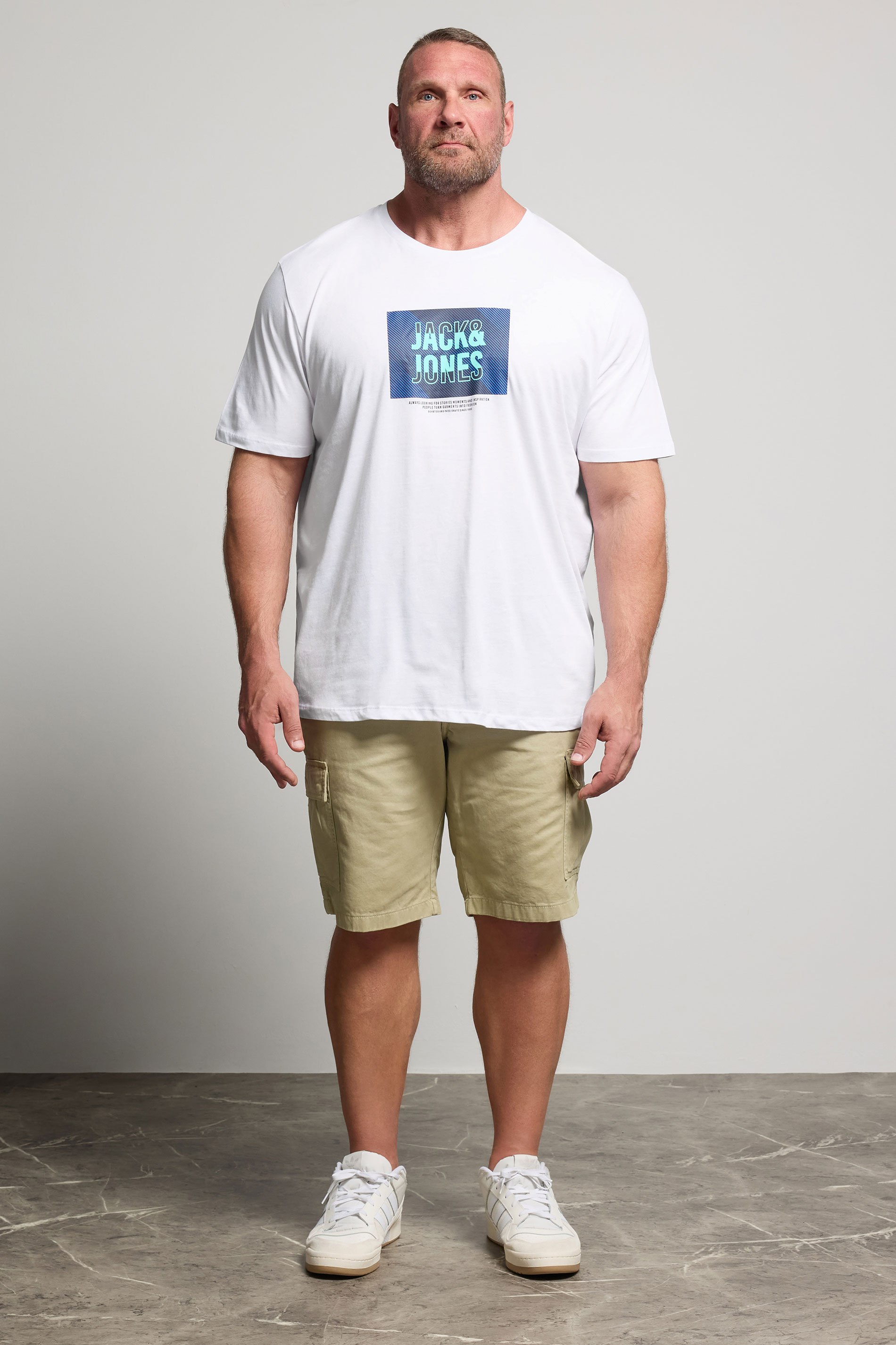 JACK & JONES Big & Tall White Hudson T-Shirt | BadRhino 1