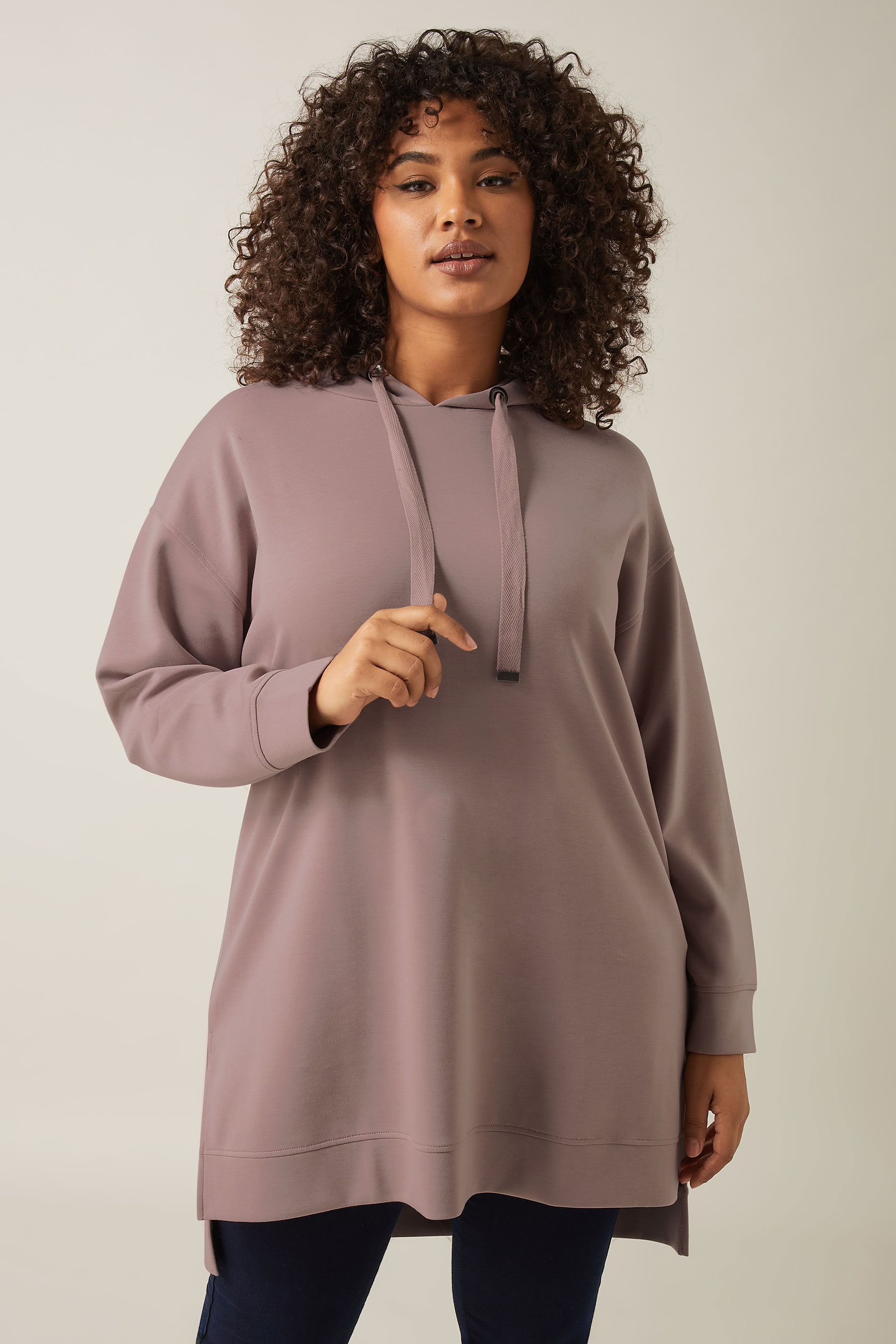 EVANS Plus Size Pink Luxe Drawstring Hoodie | Evans 3