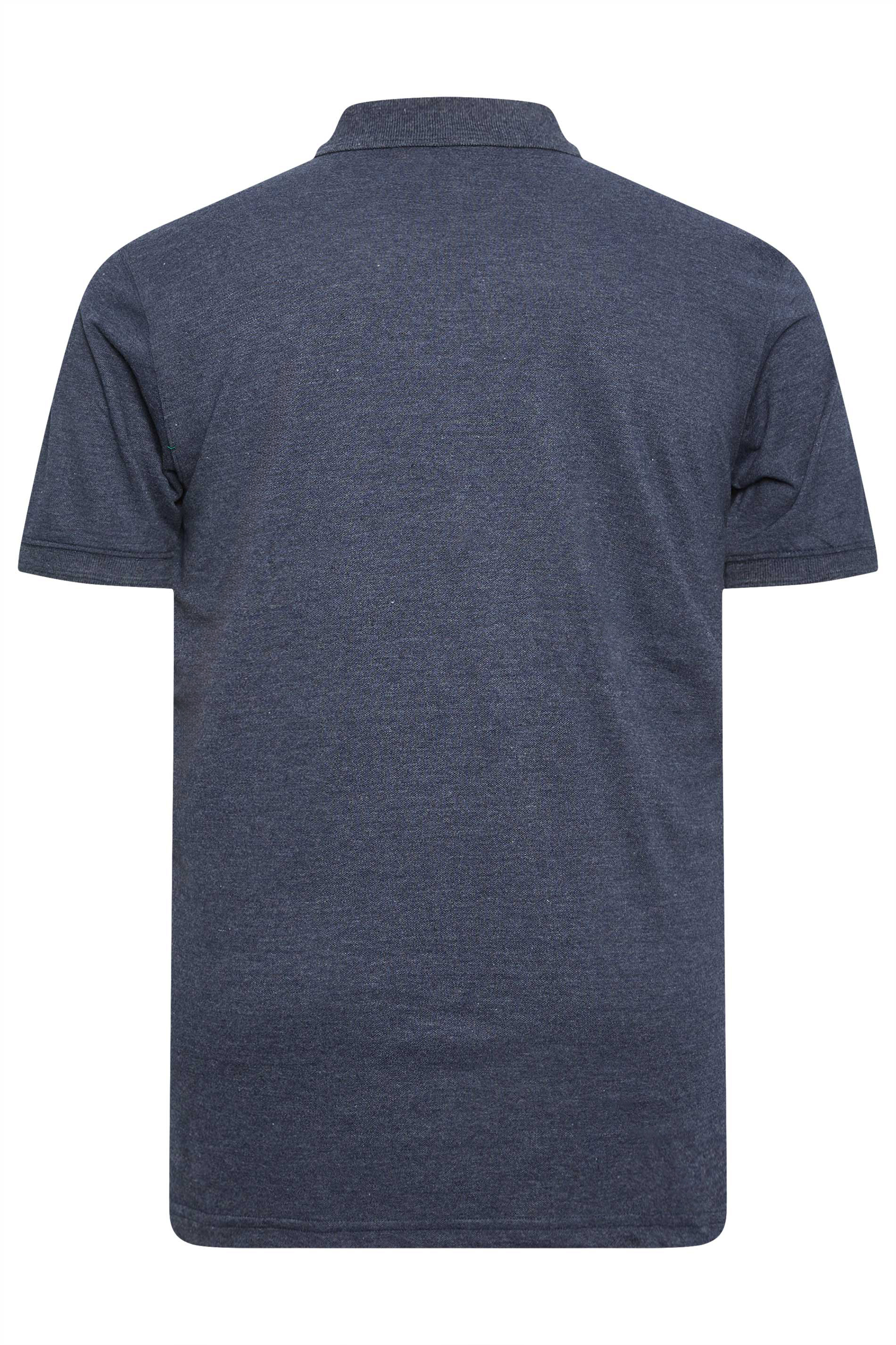 D555 Big & Tall Navy Blue Marl Pique Polo Shirt | BadRhino 2
