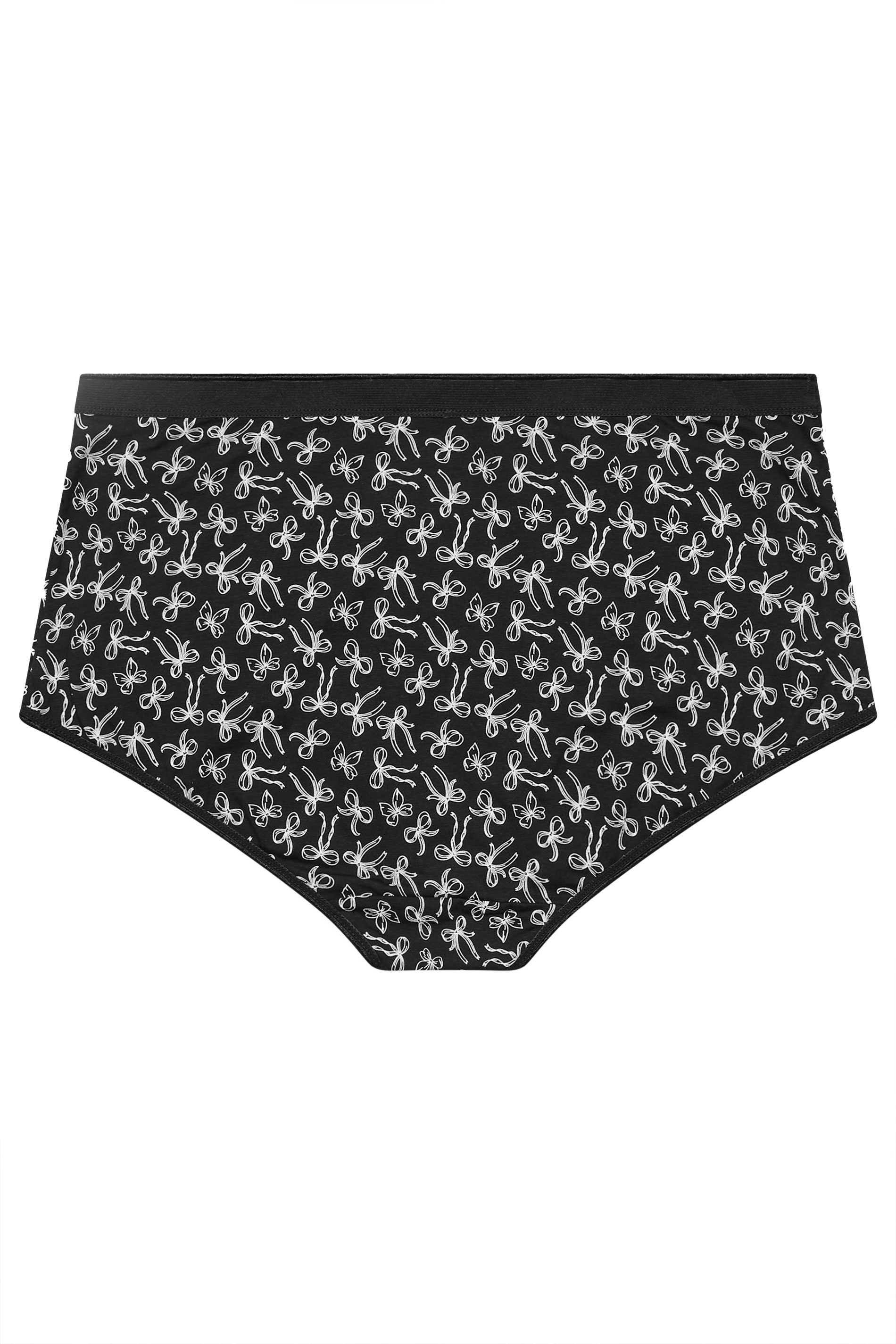YOURSET 5 PACK Curve Black & Pink Bow Print Full Briefs | Yours Curve  10