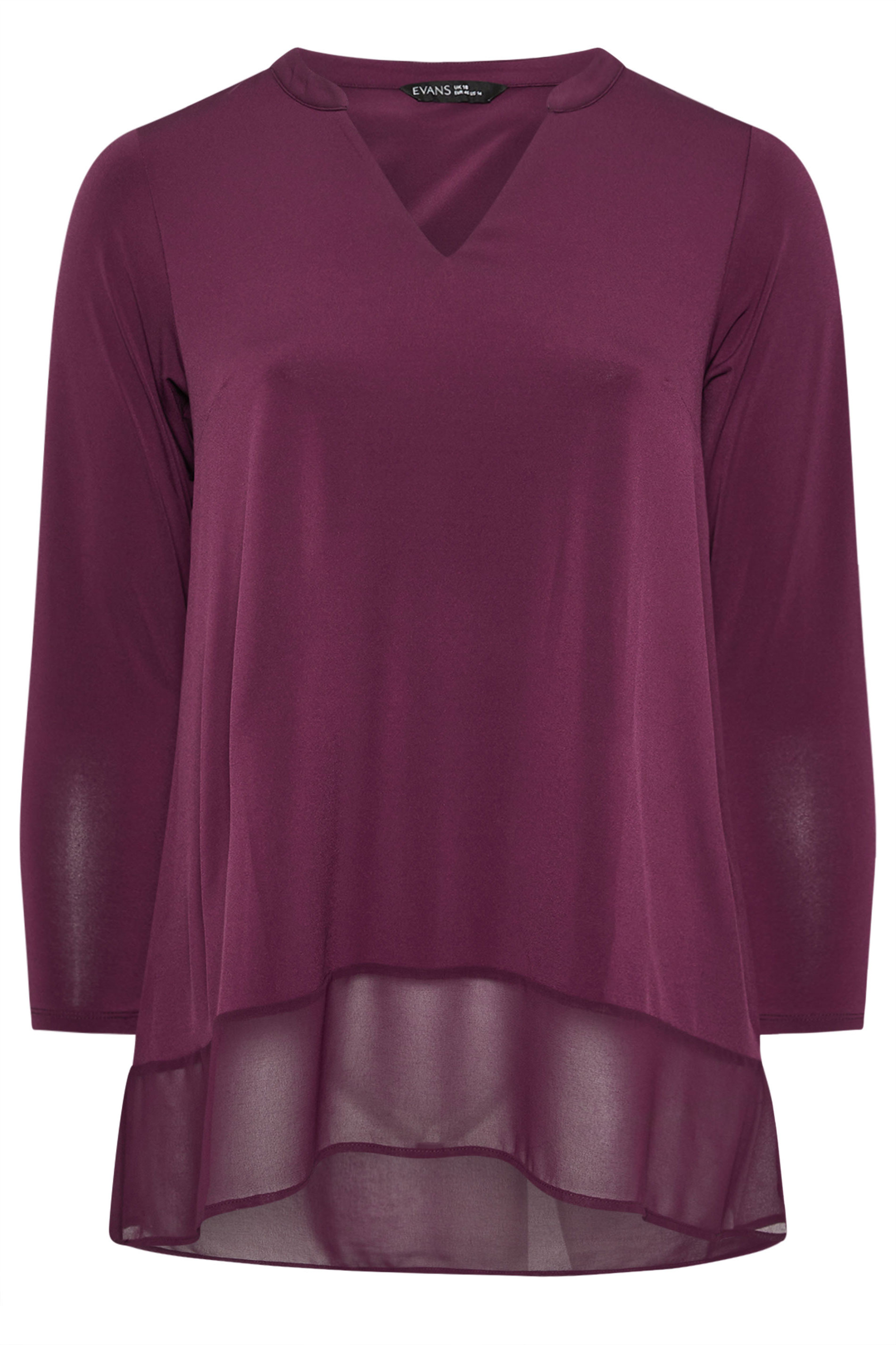 EVANS Plus Size Purple Chiffon Hem Blouse | Evans 5