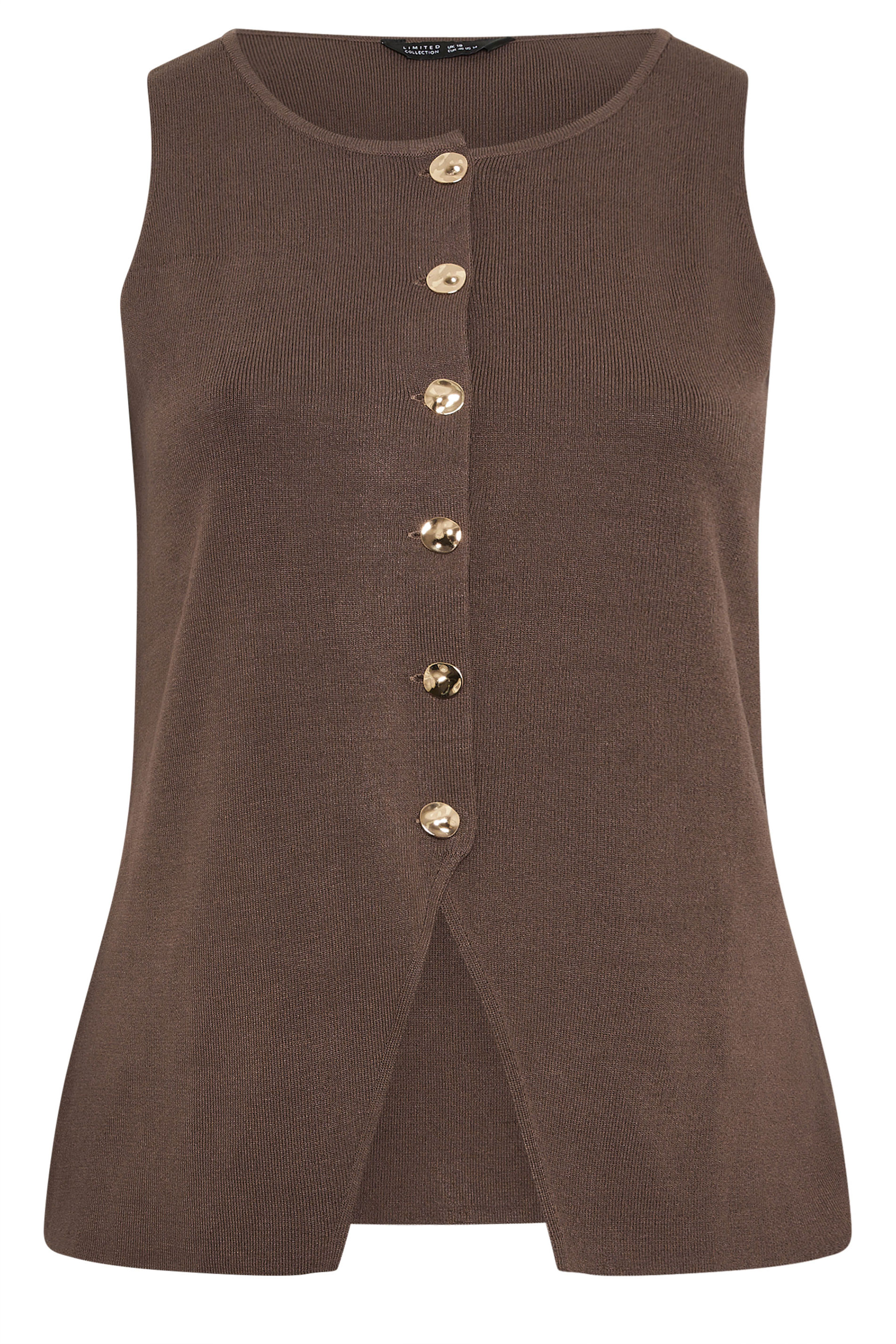 LIMITED COLLECTION Plus Size Chocolate Brown Knitted Waistcoat | Yours Clothing 6