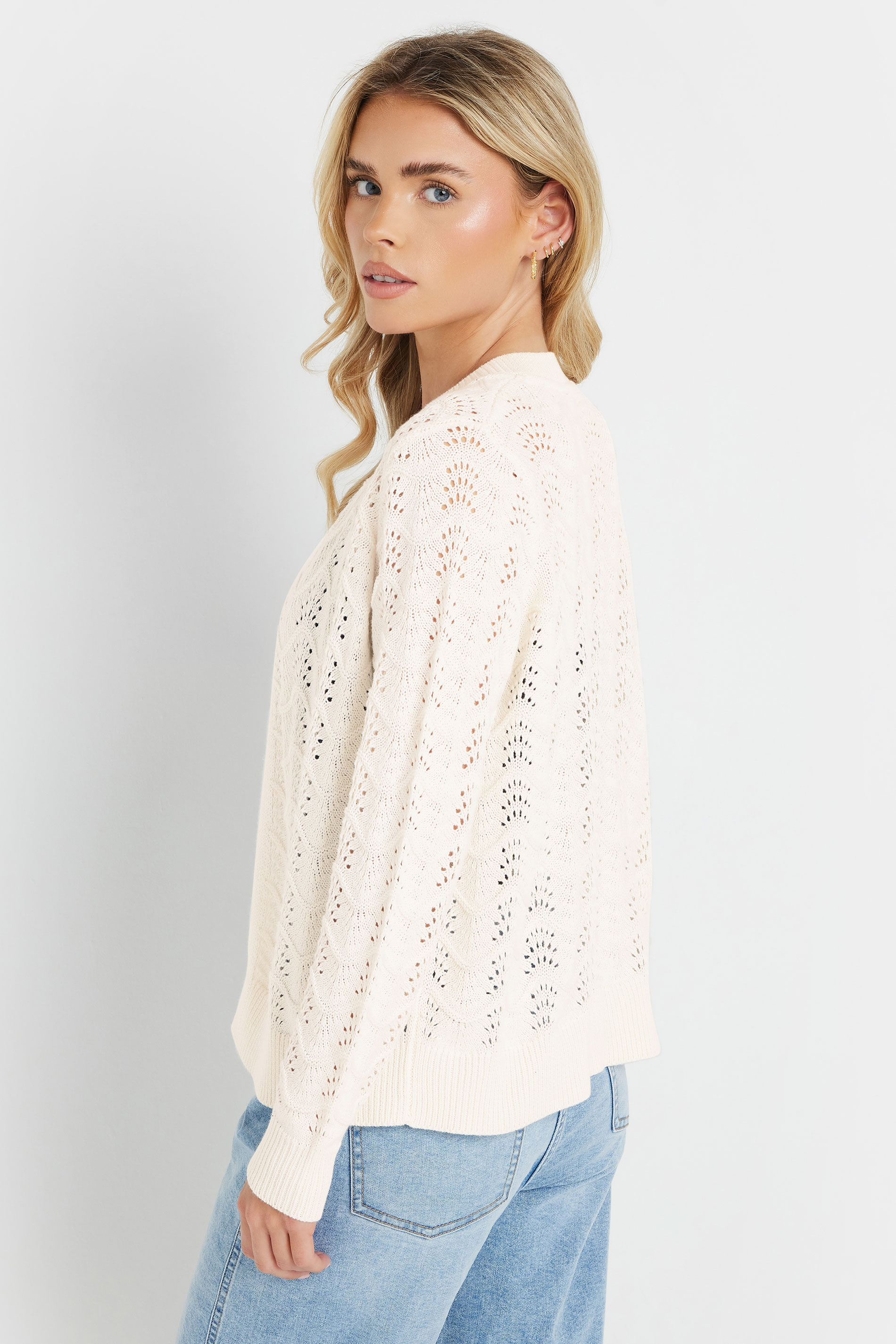 M&Co Petite Cream Pointelle Knitted Cardigan | M&Co 2