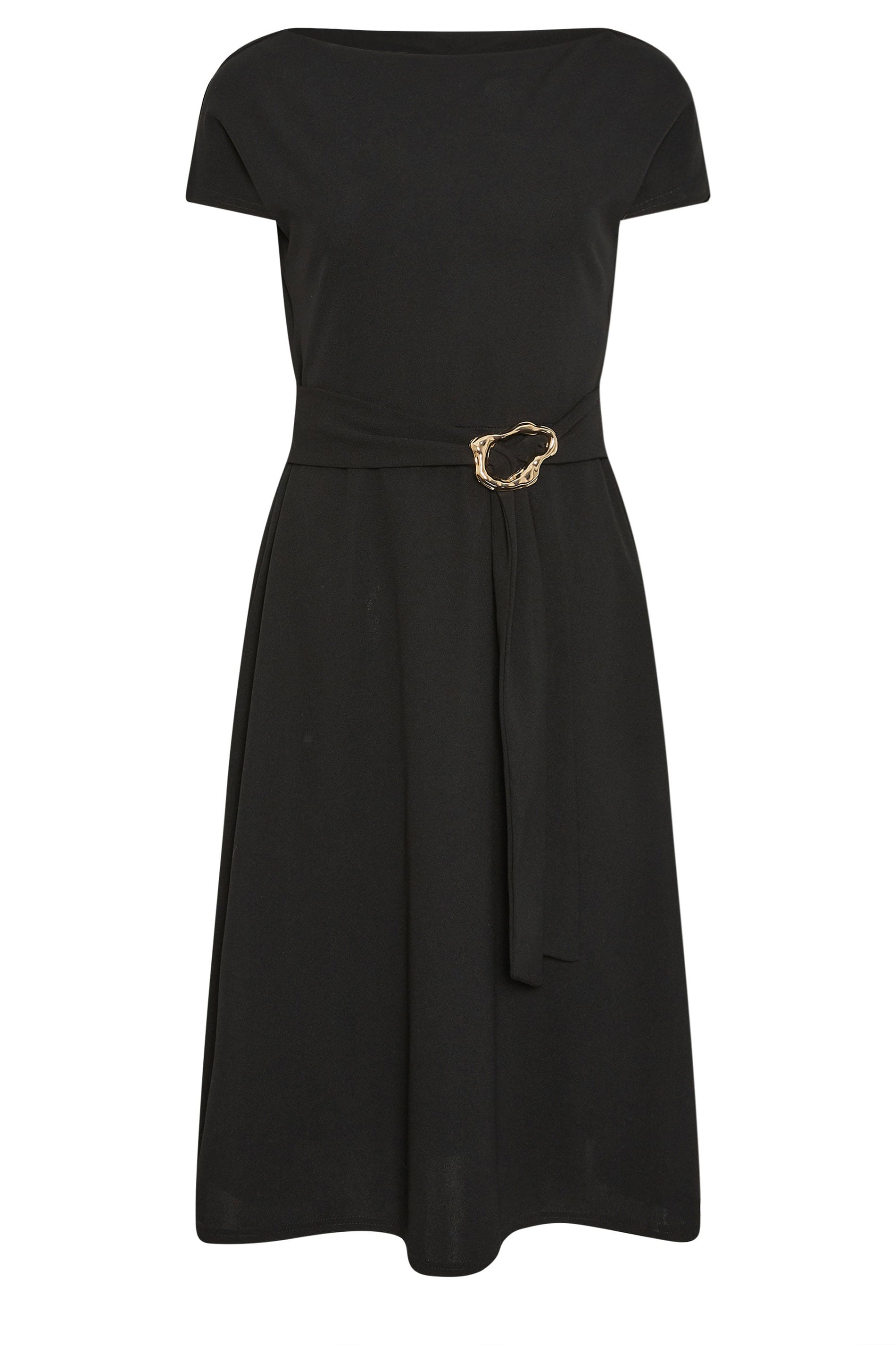 PixieGirl Petite Women's Black Buckle Midi Dress | PixieGirl 5