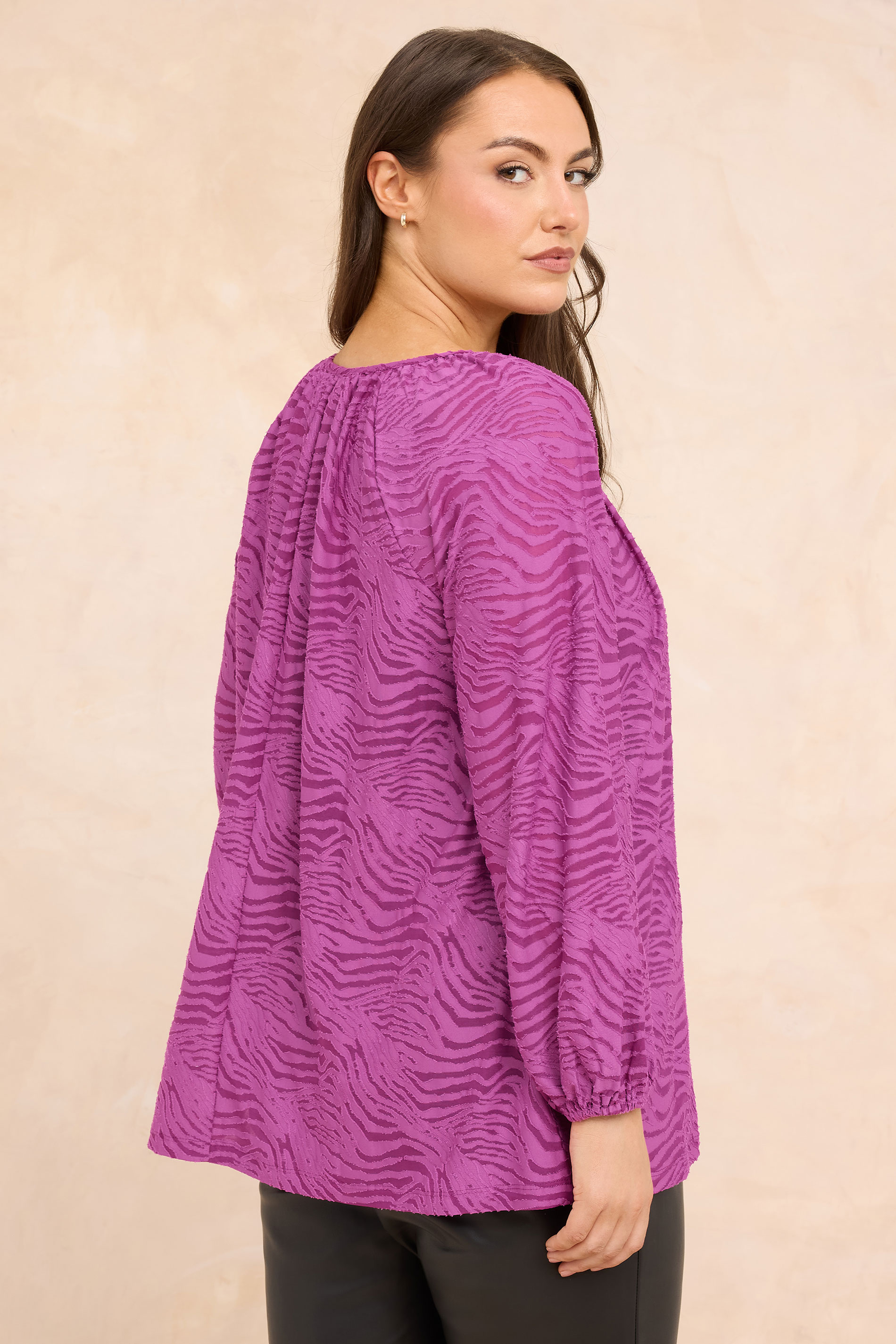 EVANS Plus Size Purple Zebra Burnout Blouse | Evans 2