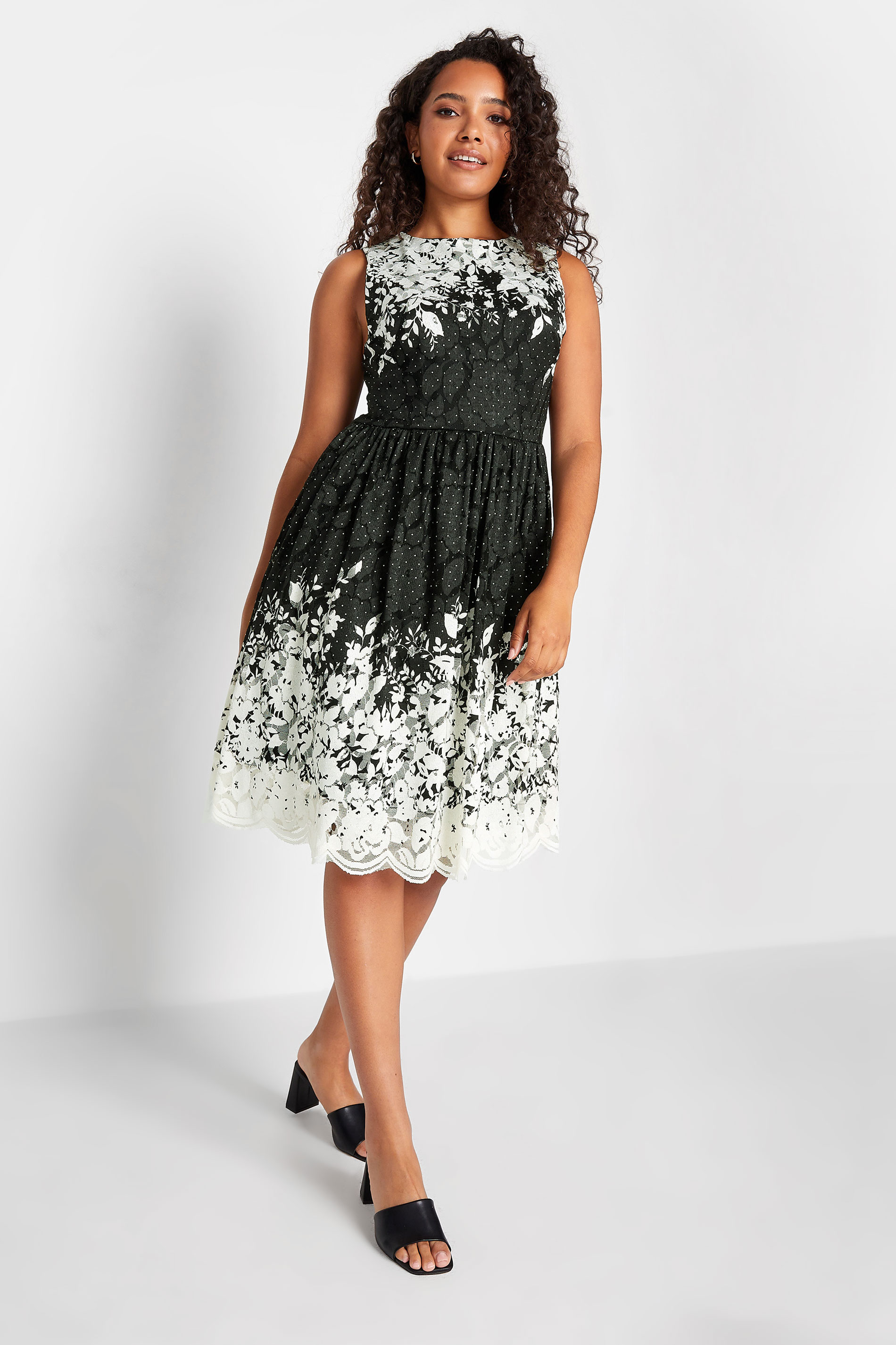 M&Co Black Lace Border Midi Dress | M&Co 1