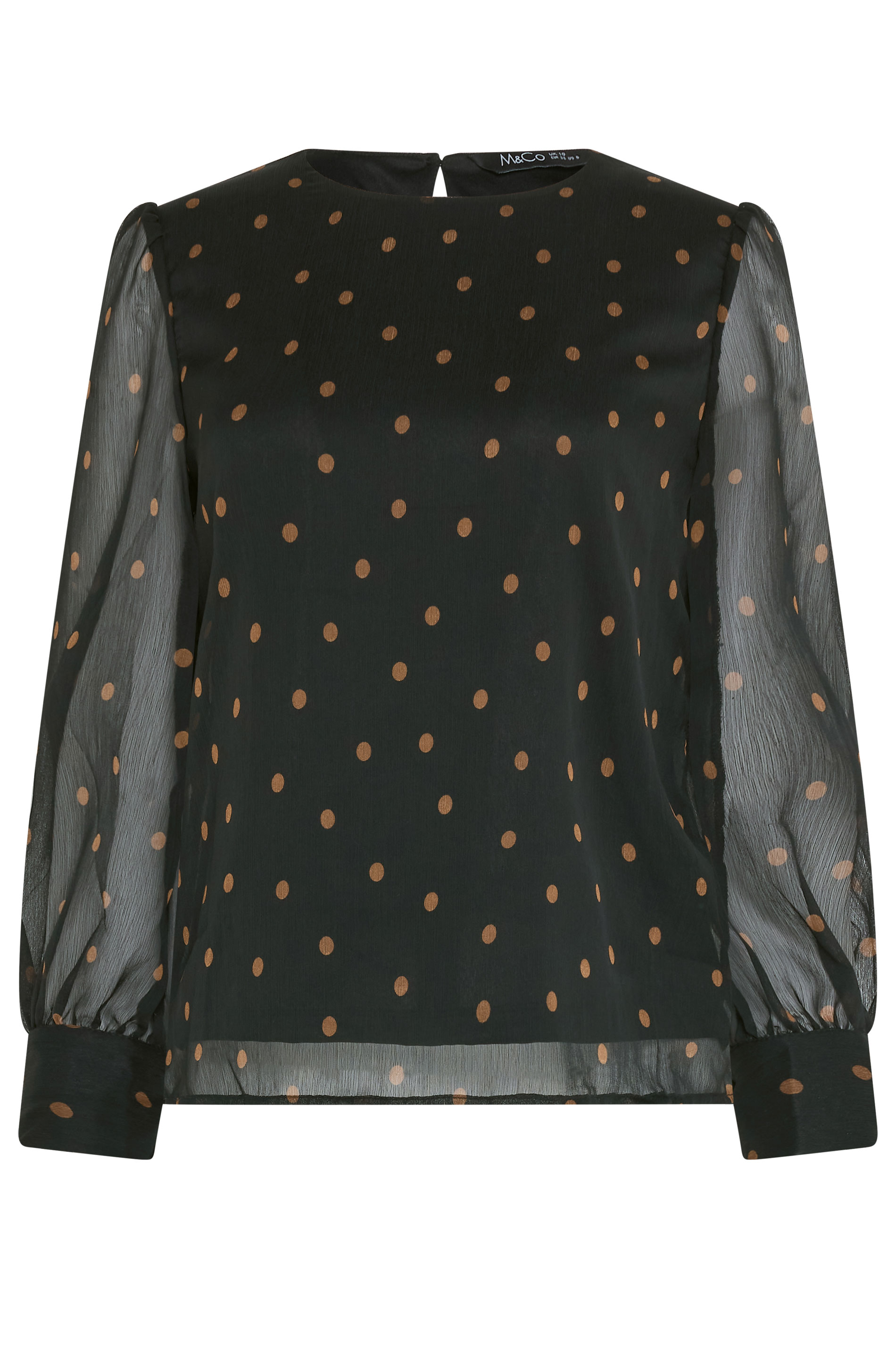 M&Co Black Polka Dot Chiffon Blouse | M&Co 5