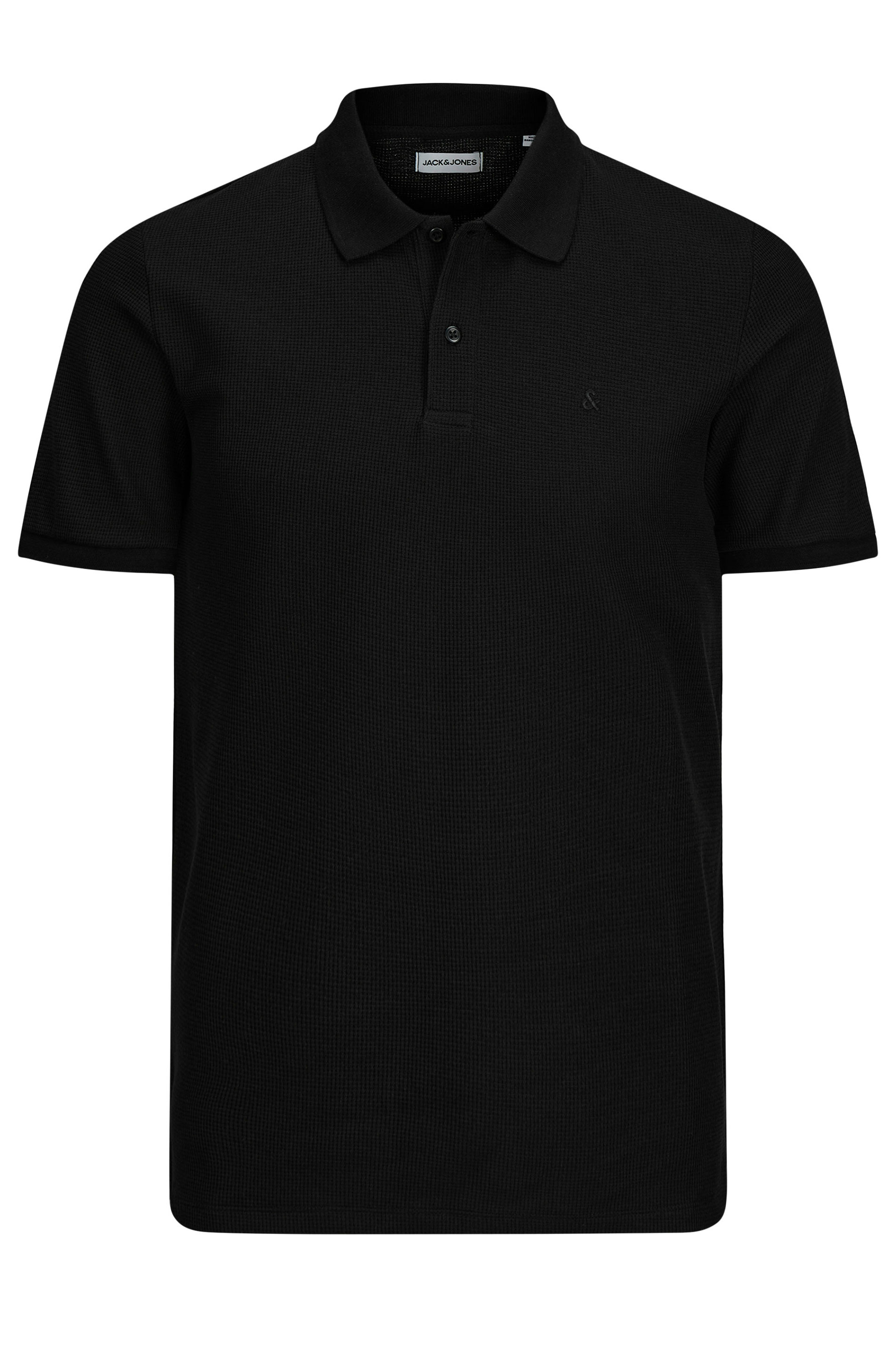 JACK & JONES Big & Tall Black Austin Polo Shirt | BadRhino 2