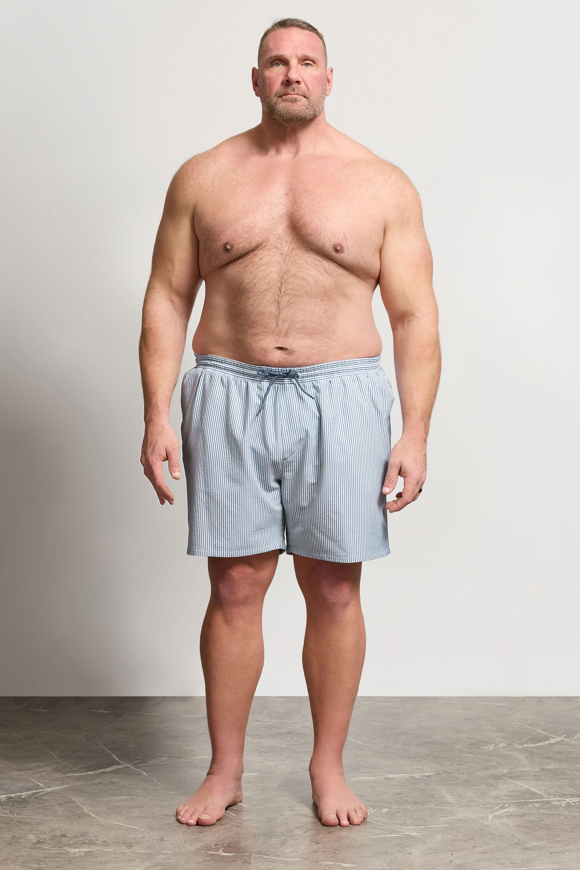 BadRhino Big & Tall Blue Stripe Seersucker Swim Shorts | BadRhino 2