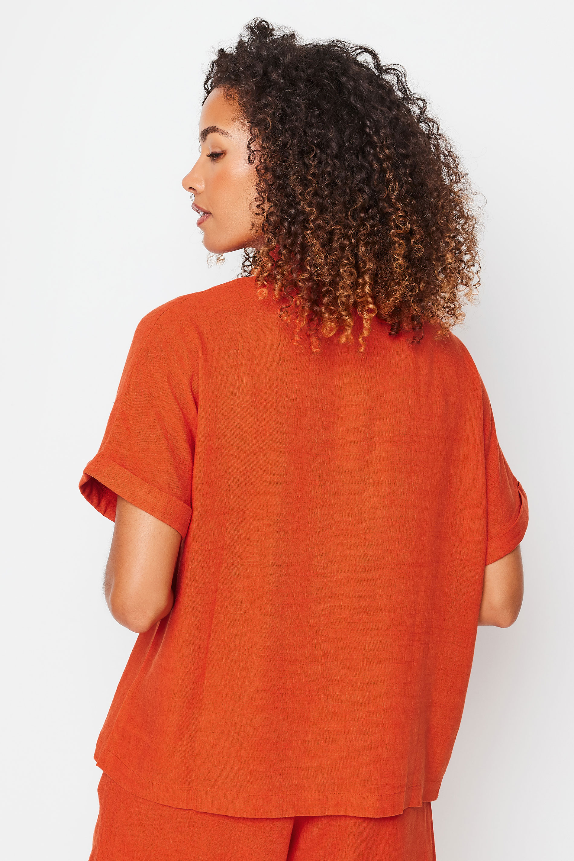 M&Co Orange Short Sleeve Linen Shirt | M&Co 3