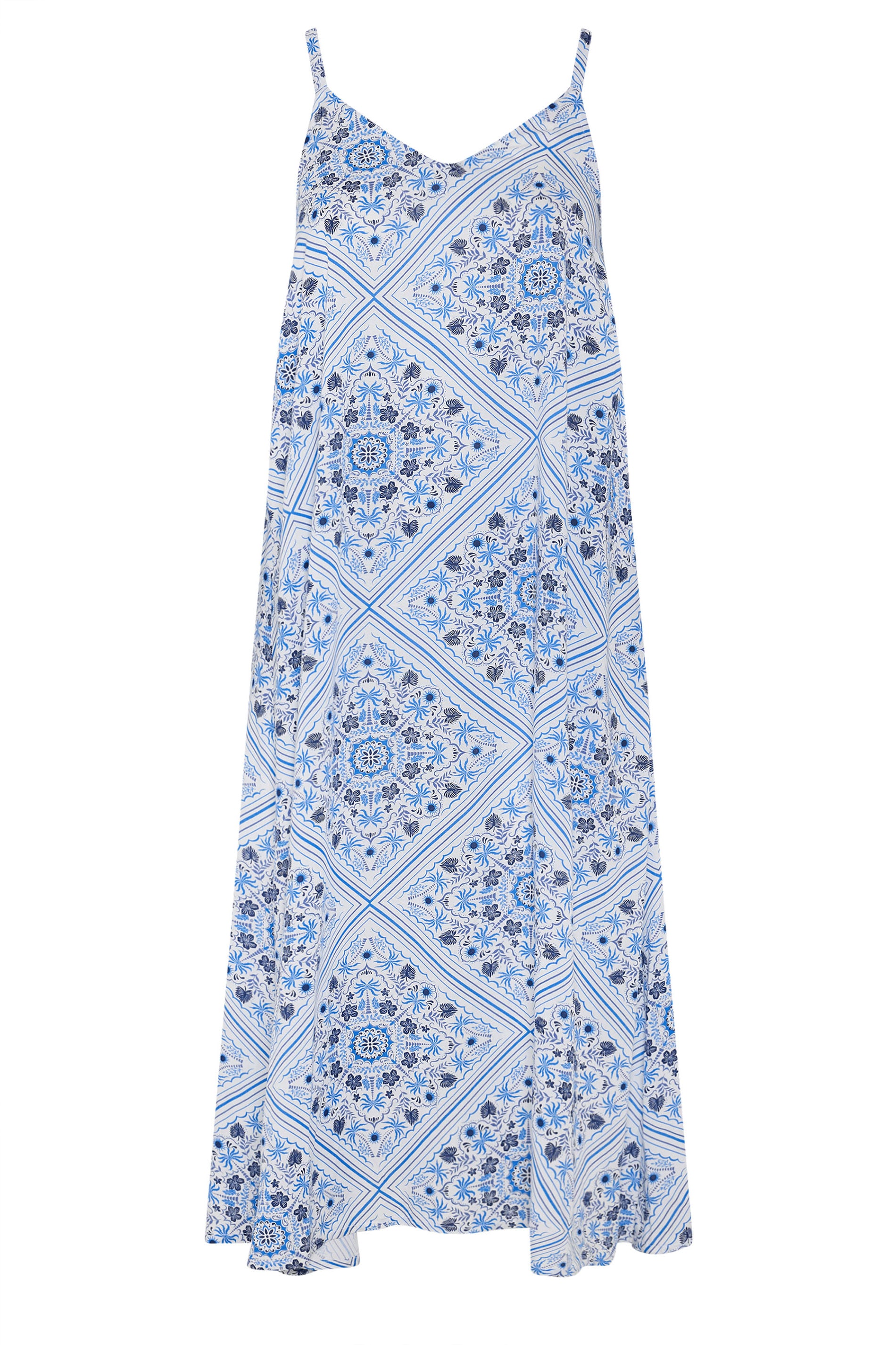 YOURS Plus Size Blue Tile Print Throw On Maxi Dress | Yours Clothing 7