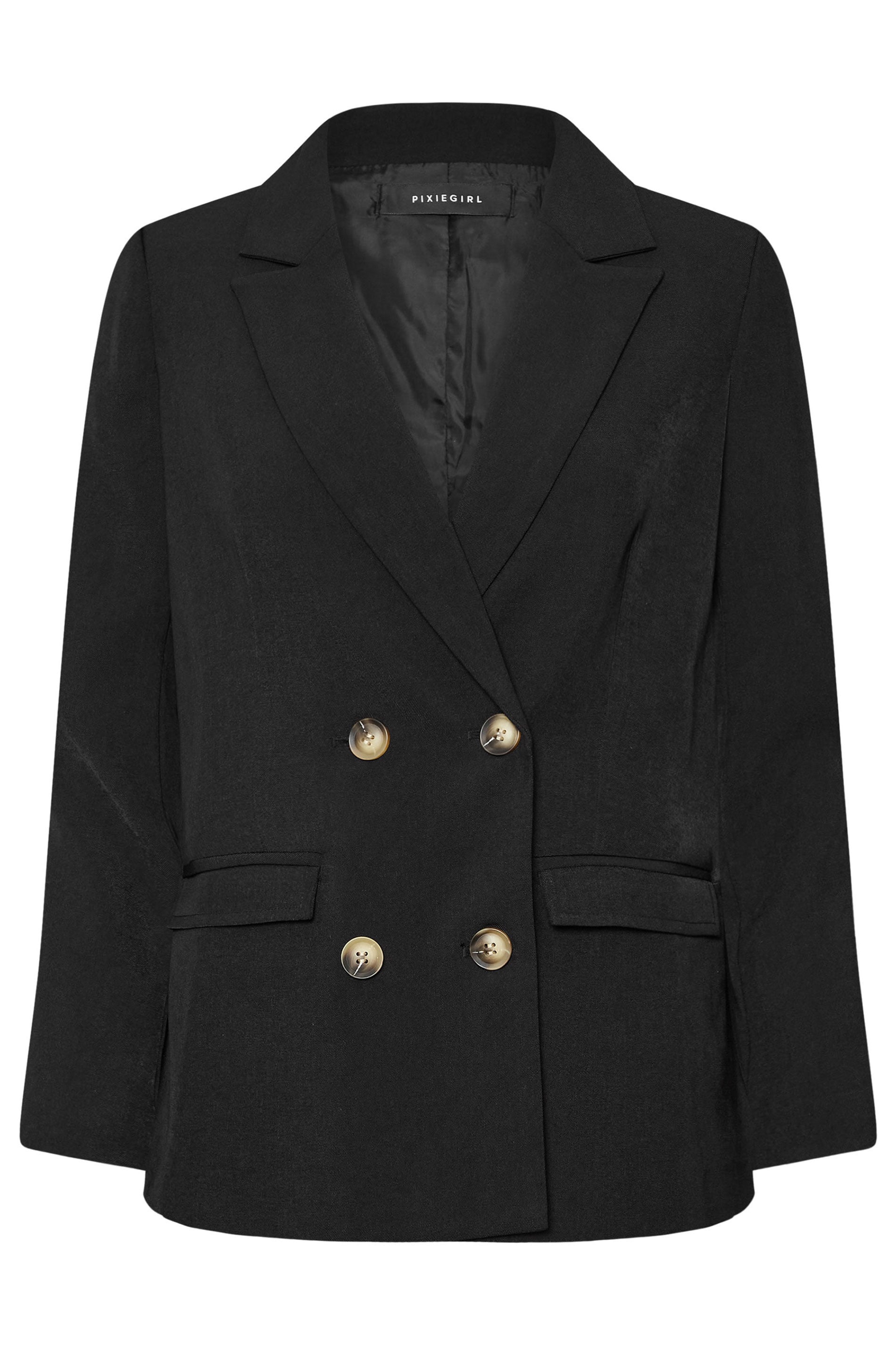 PixieGirl Petite Women's Black Tailored Double Breasted Blazer | PixieGirl 6