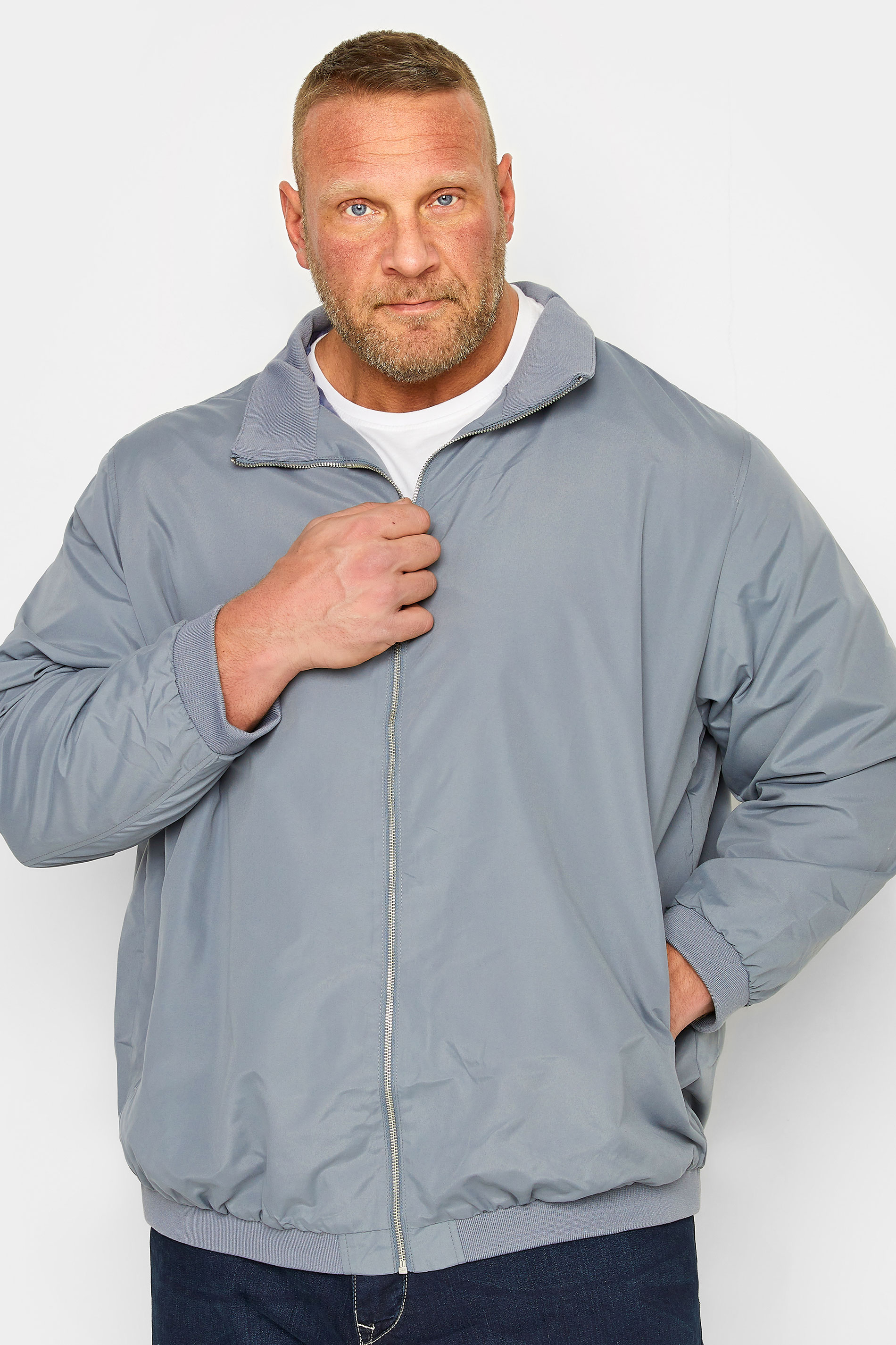 JACK & JONES Big & Tall Grey Harrington Jacket | BadRhino 3