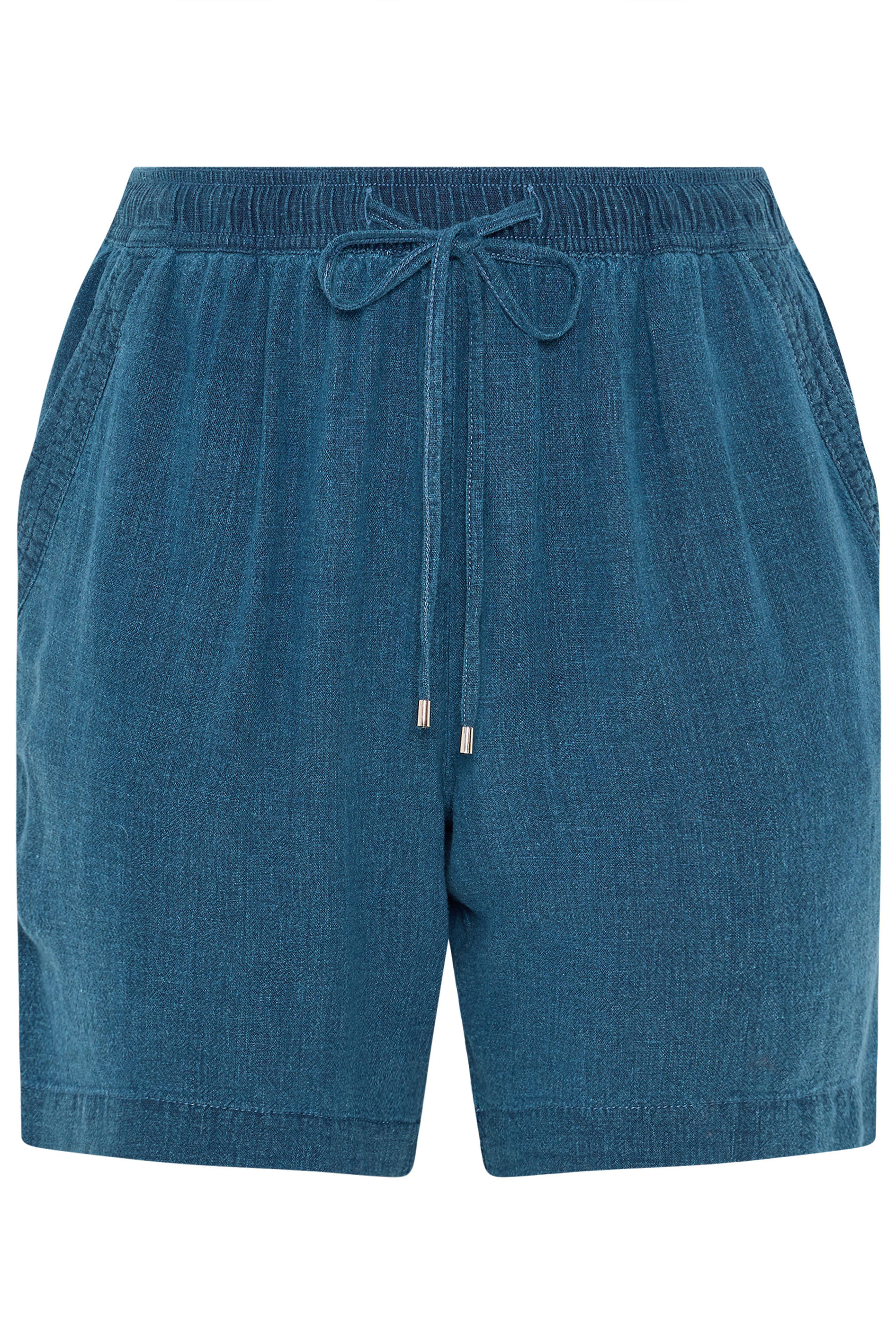 EVANS Plus Size Blue Linen Shorts | Evans 6