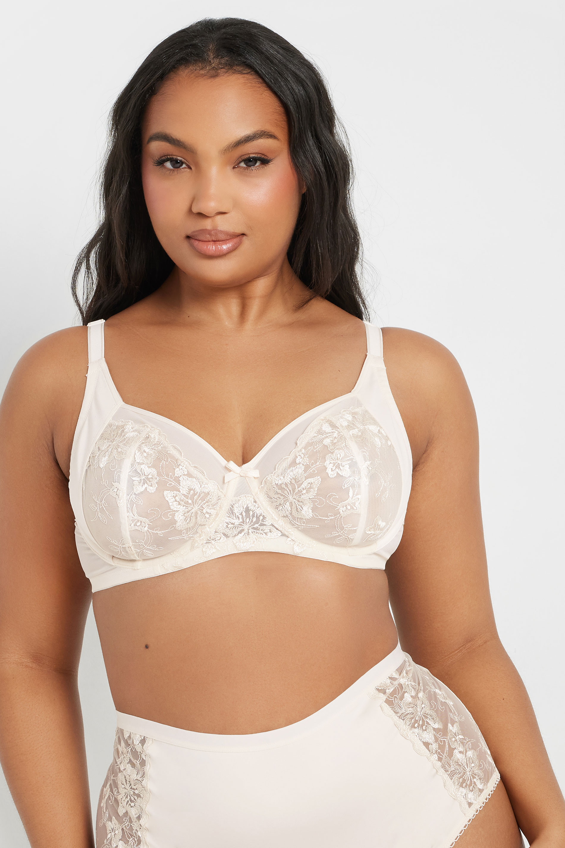 YOURSET 2 PACK Plus Size Navy Blue & White Floral Embroidered Underwired Bras | Yours Clothing 4