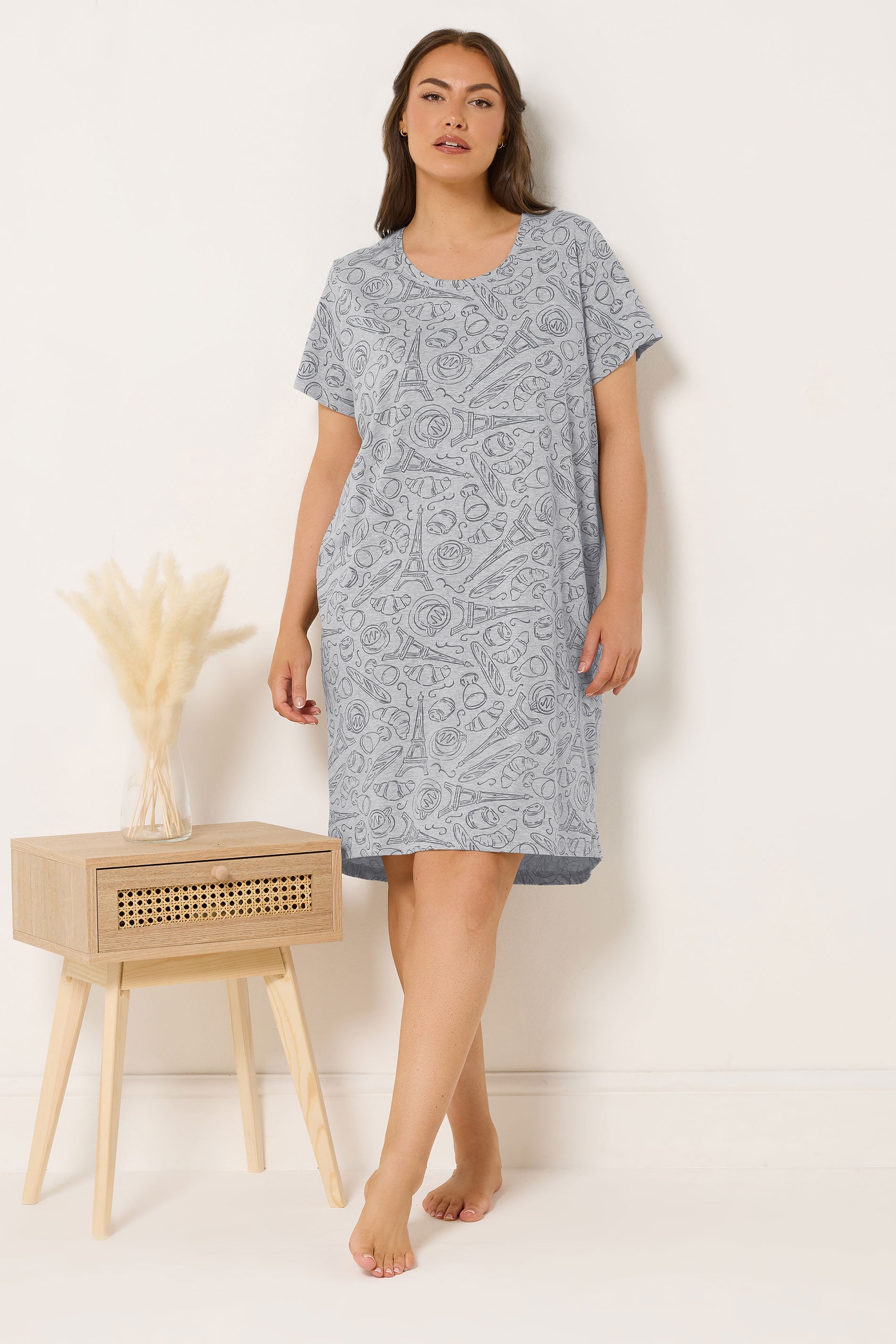 YOURSET Plus Size 2 PACK Green Paris Scene Nightdresses | Yours Clothing 2
