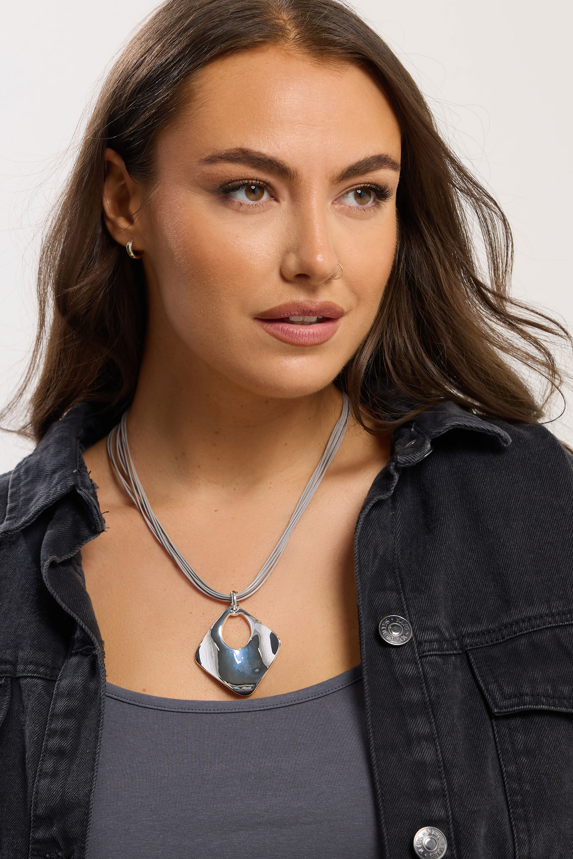 Women's Silver Yours Tone Cord Pendant Necklace Size One Size
