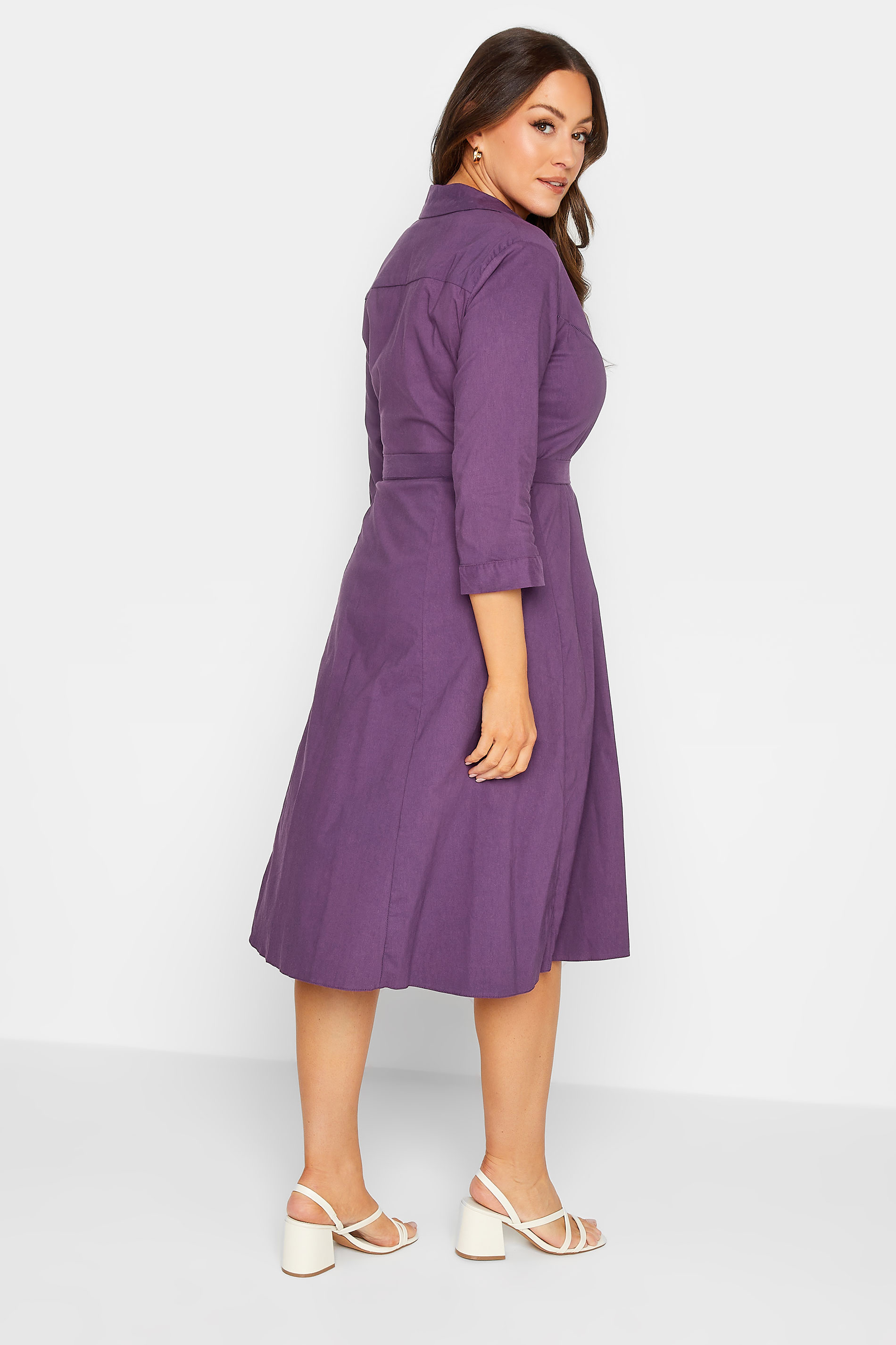 M&Co Purple Tie Waist Shirt Dress | M&Co 3