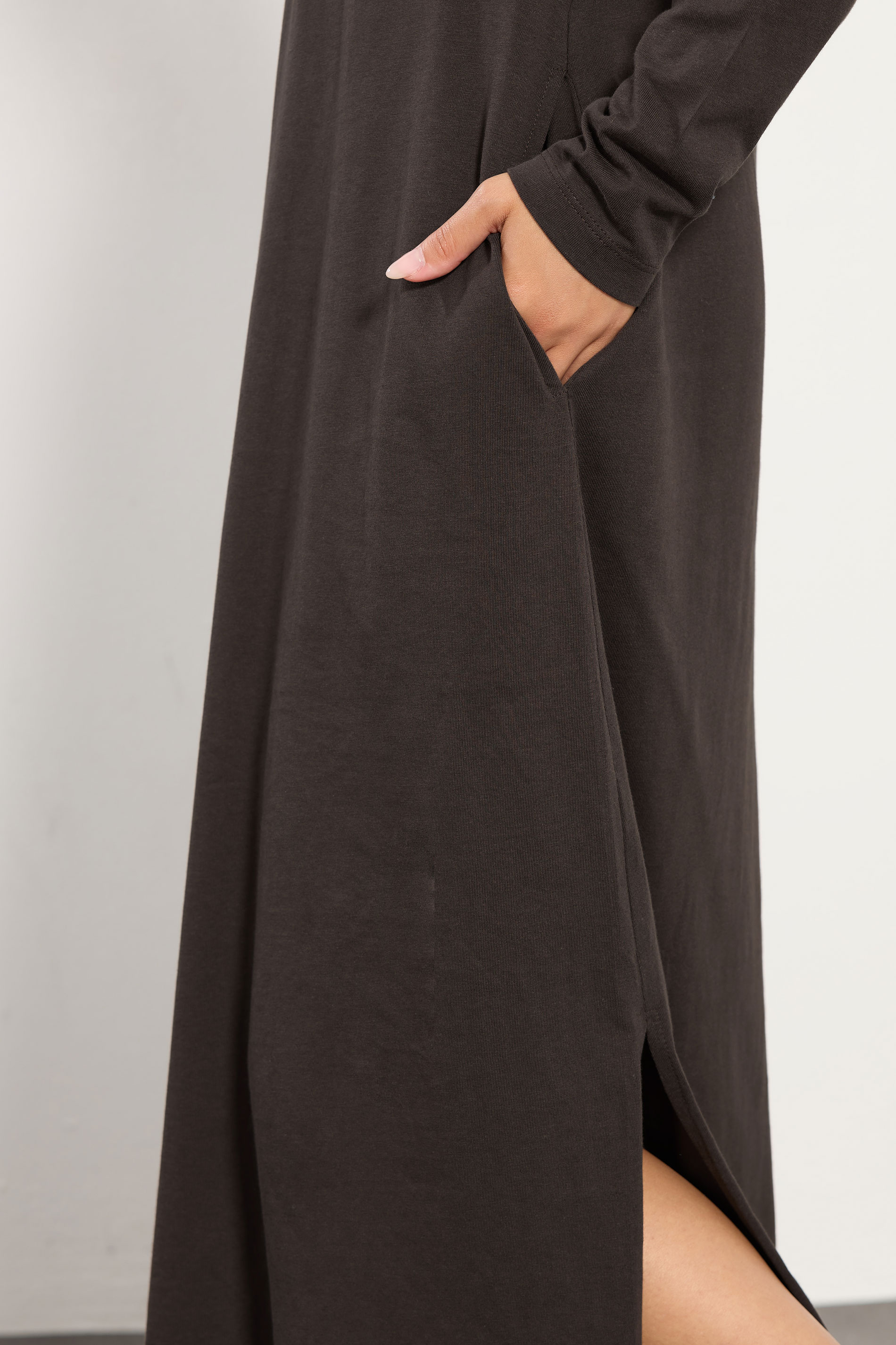 PixieGirl Petite Women's Chocolate Brown T-Shirt Cotton Maxi Dress | PixieGirl 4