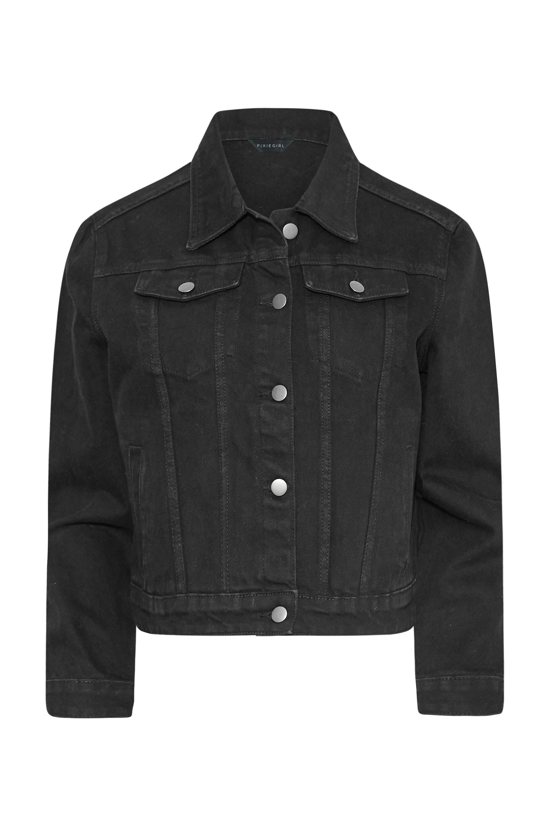 PixieGirl Petite Women's Black Cotton Denim Jacket | PixieGirl 7