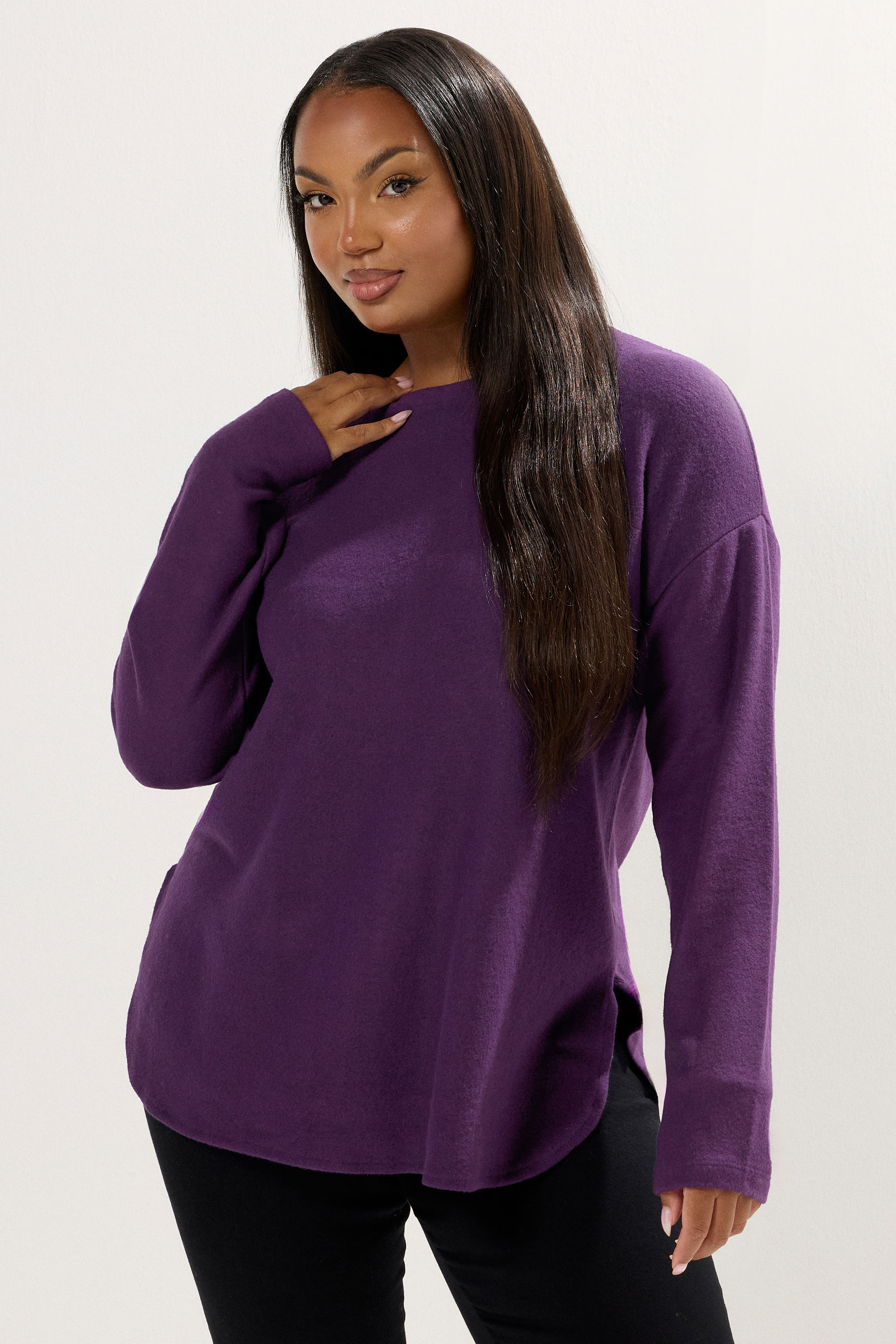 YOURS Plus Size Purple Soft Touch Jumper | Yours Clothing 3