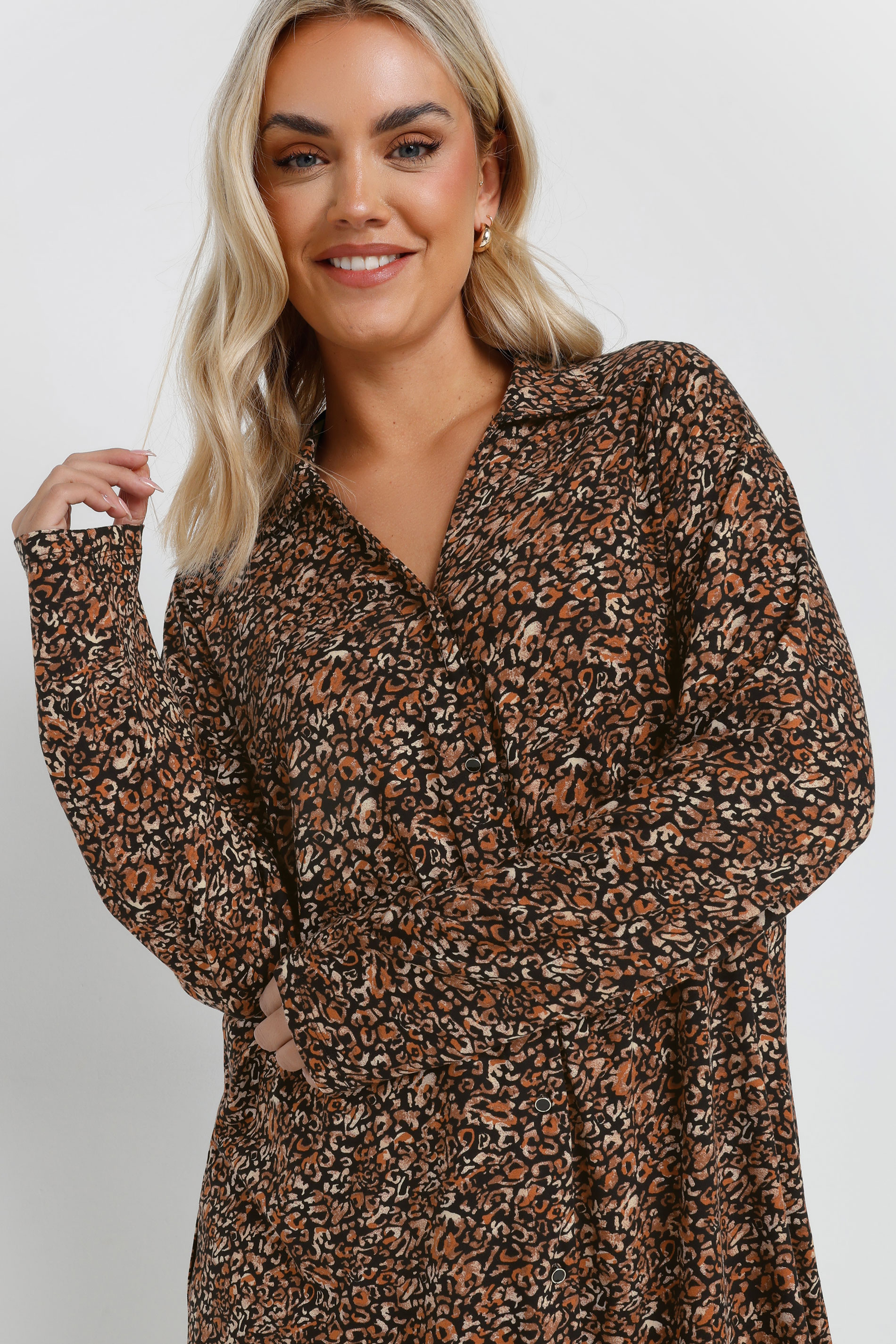 YOURS Plus Size Brown Jersey Leopard Print Shirt | Yours Clothing 4