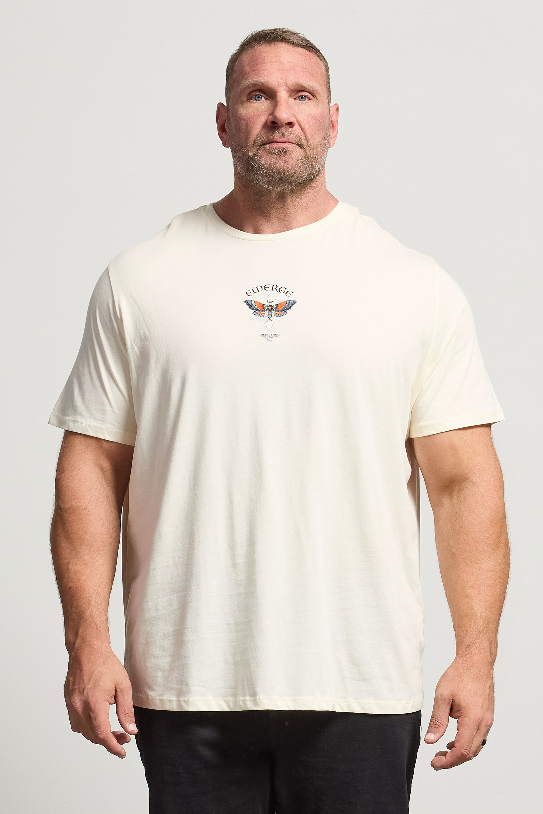 JACK & JONES Big & Tall Antique White Graphic T-Shirt | BadRhino 3