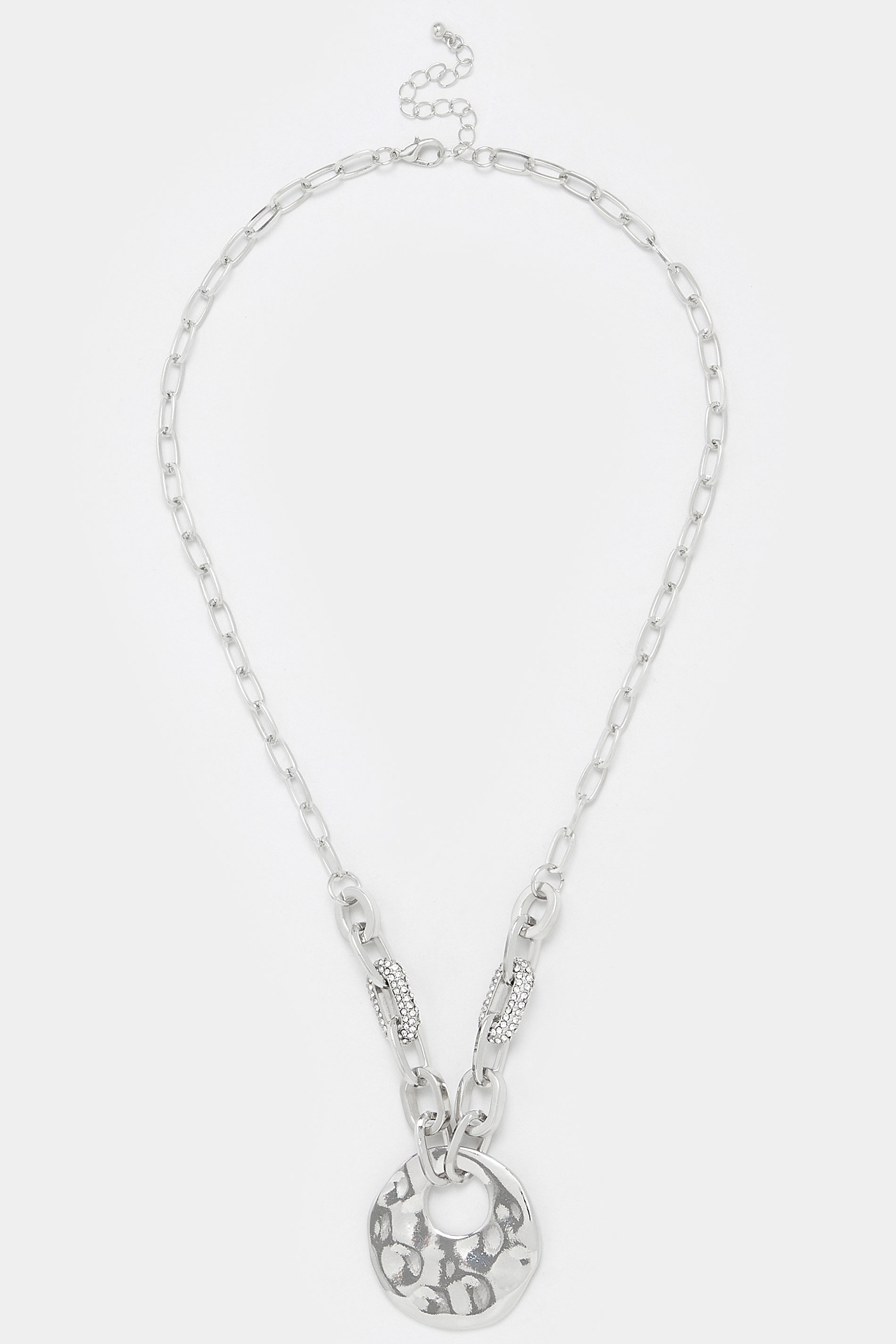 Silver Tone Diamante Link Pendant Necklace | Yours Clothing 3