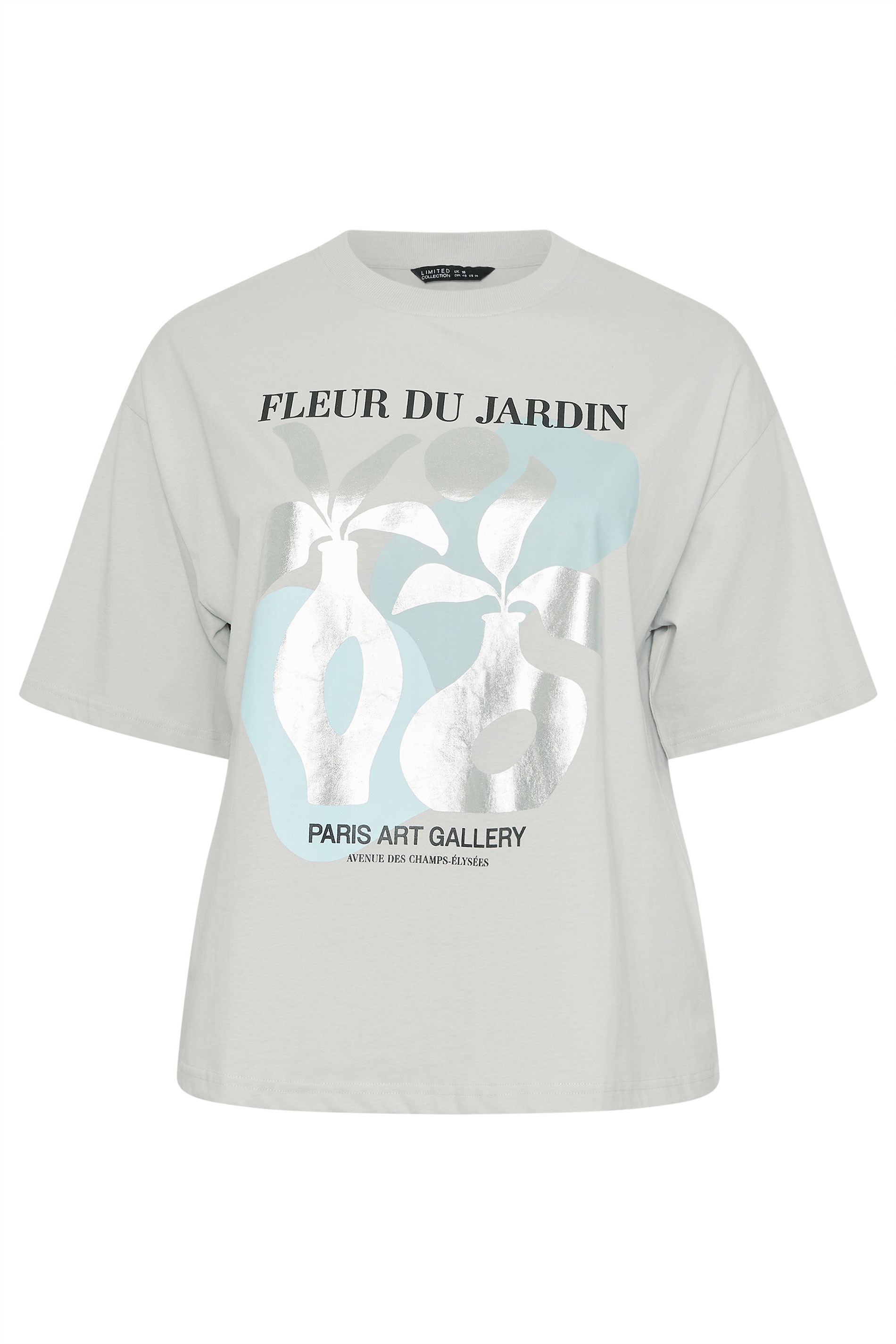 LIMITED COLLECTION Plus Size Grey 'Fleur Du Jardin' Foil Detail T-Shirt | Yours Clothing 5