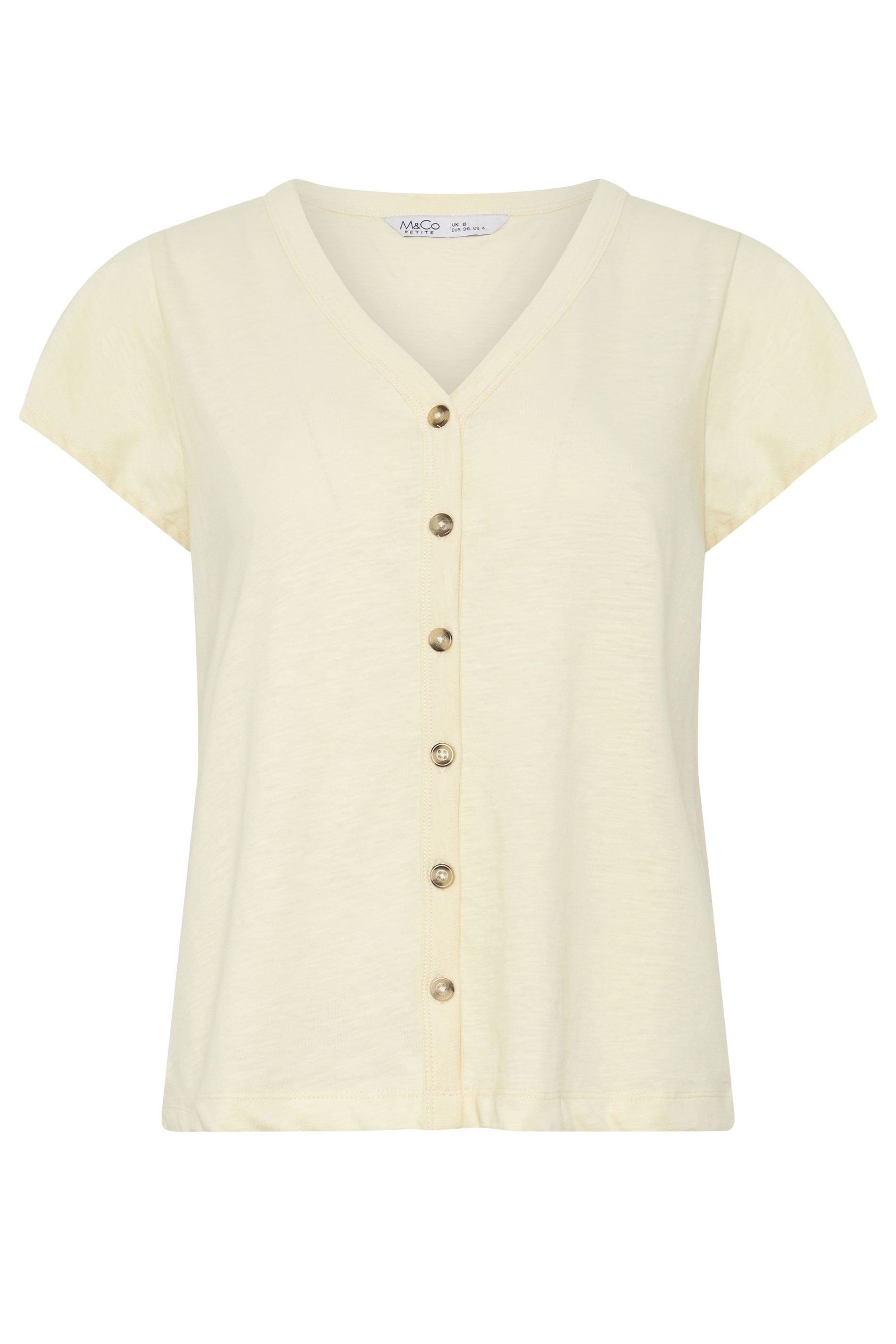 M&Co Petite Lemon Yellow Cotton Frill Sleeve Blouse | M&Co 5