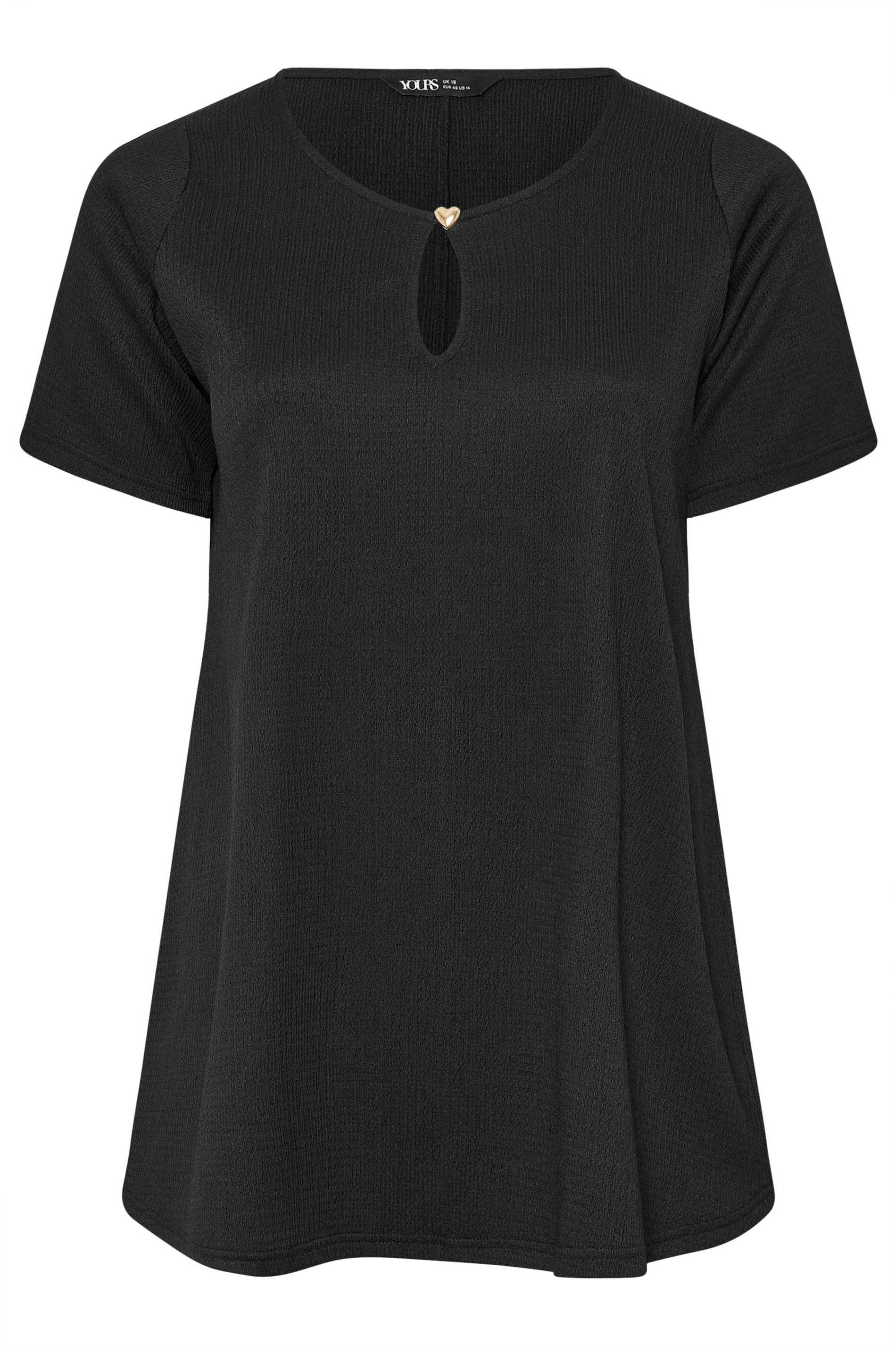 YOURS Plus Size Black Textured Keyhole Detail Top | Yours Clothing 5