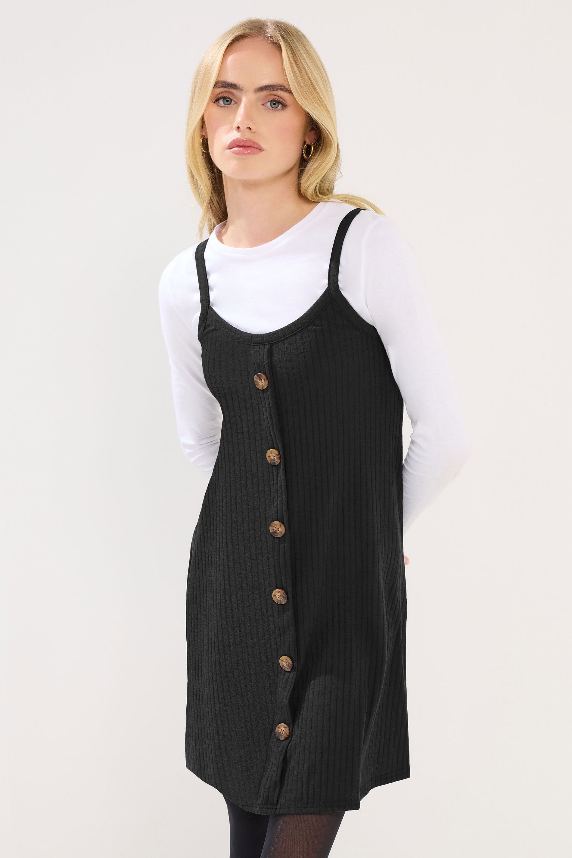 PixieGirl Petite Women's Black Button Front Sleeveless Dress | PixieGirl 1
