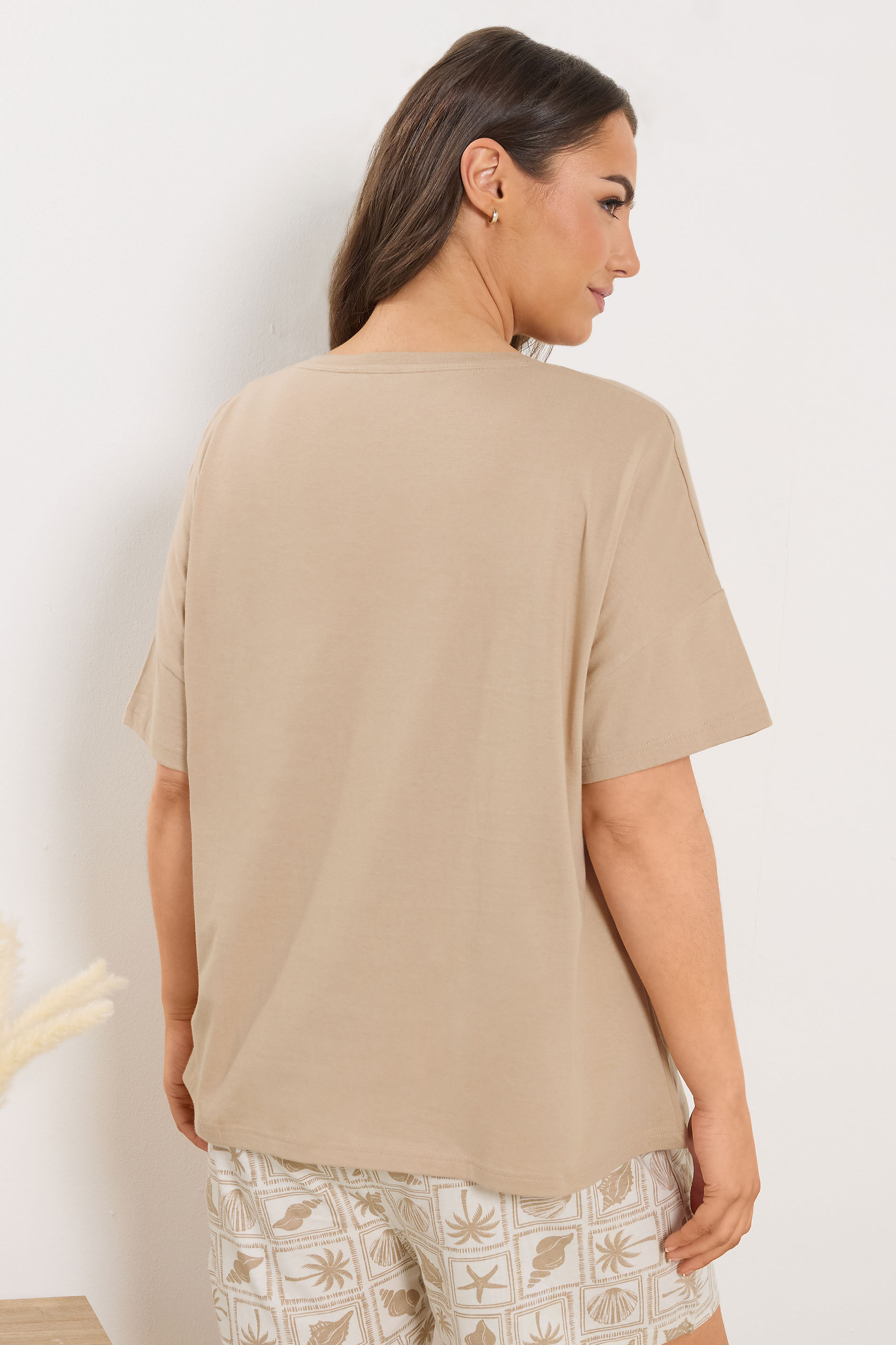 YOURS Plus Size Natural Brown 'Beach Club' Pyjama Set | Yours Clothing 2