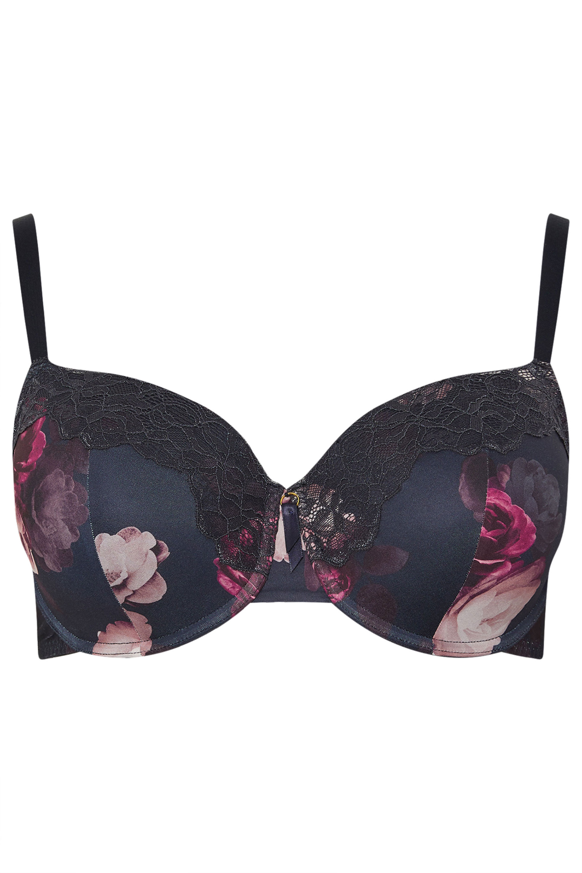 YOURSET 2 PACK Plus Size Navy Blue Floral Print T-Shirt Bras | Yours Clothing 10