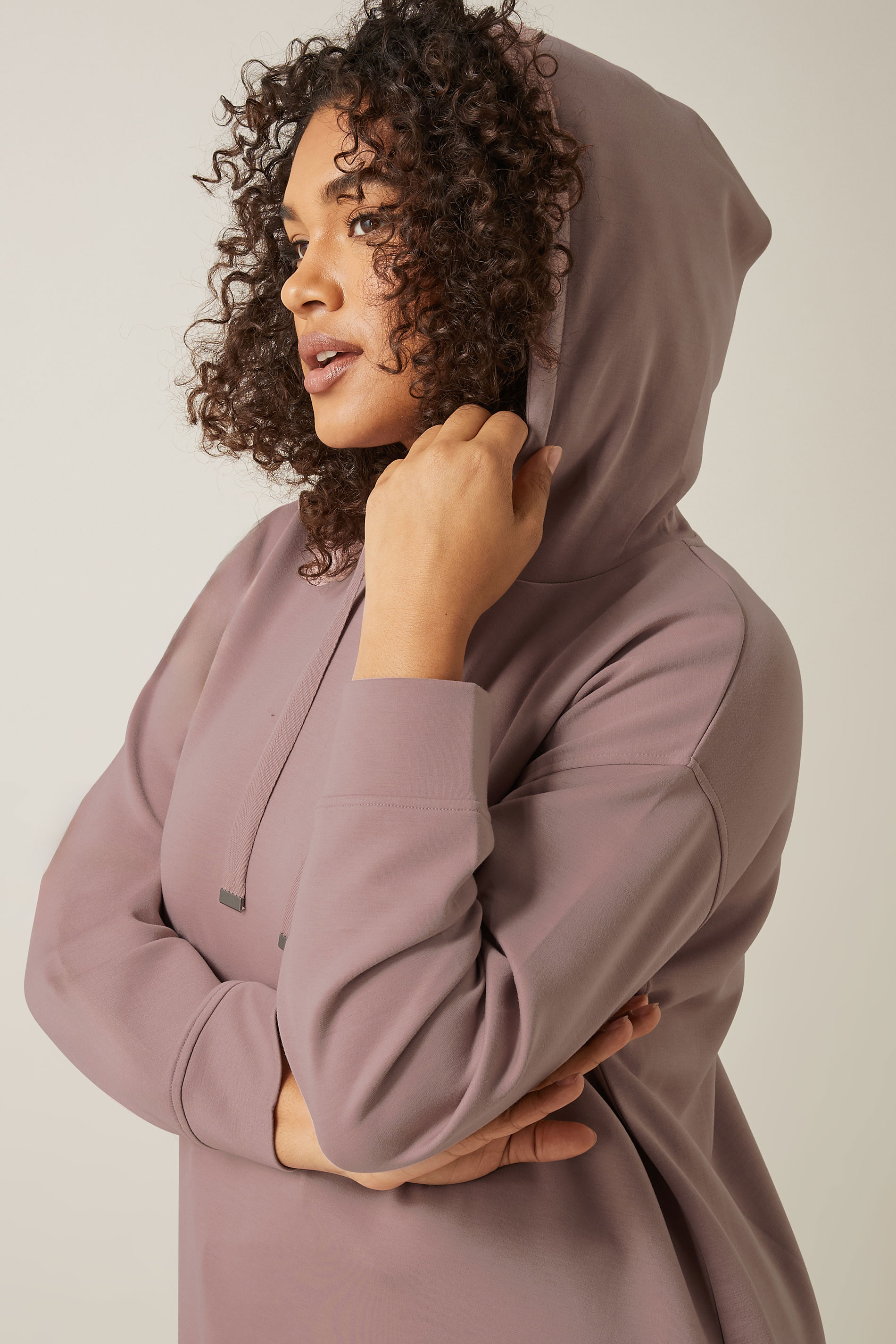 EVANS Plus Size Pink Luxe Drawstring Hoodie | Evans 4