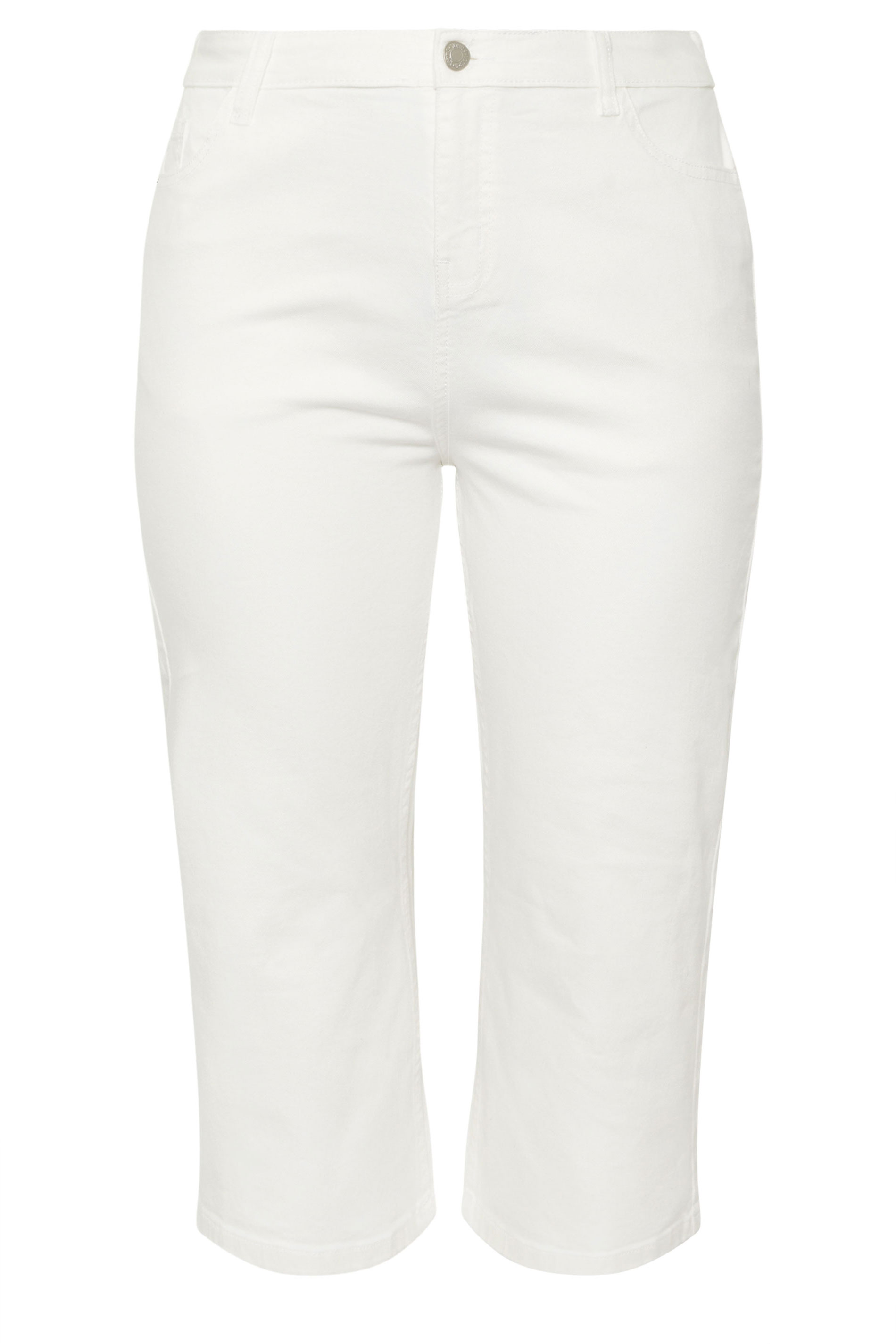 YOURS Plus Size White Wide Leg Cropped Denim Jeans 5