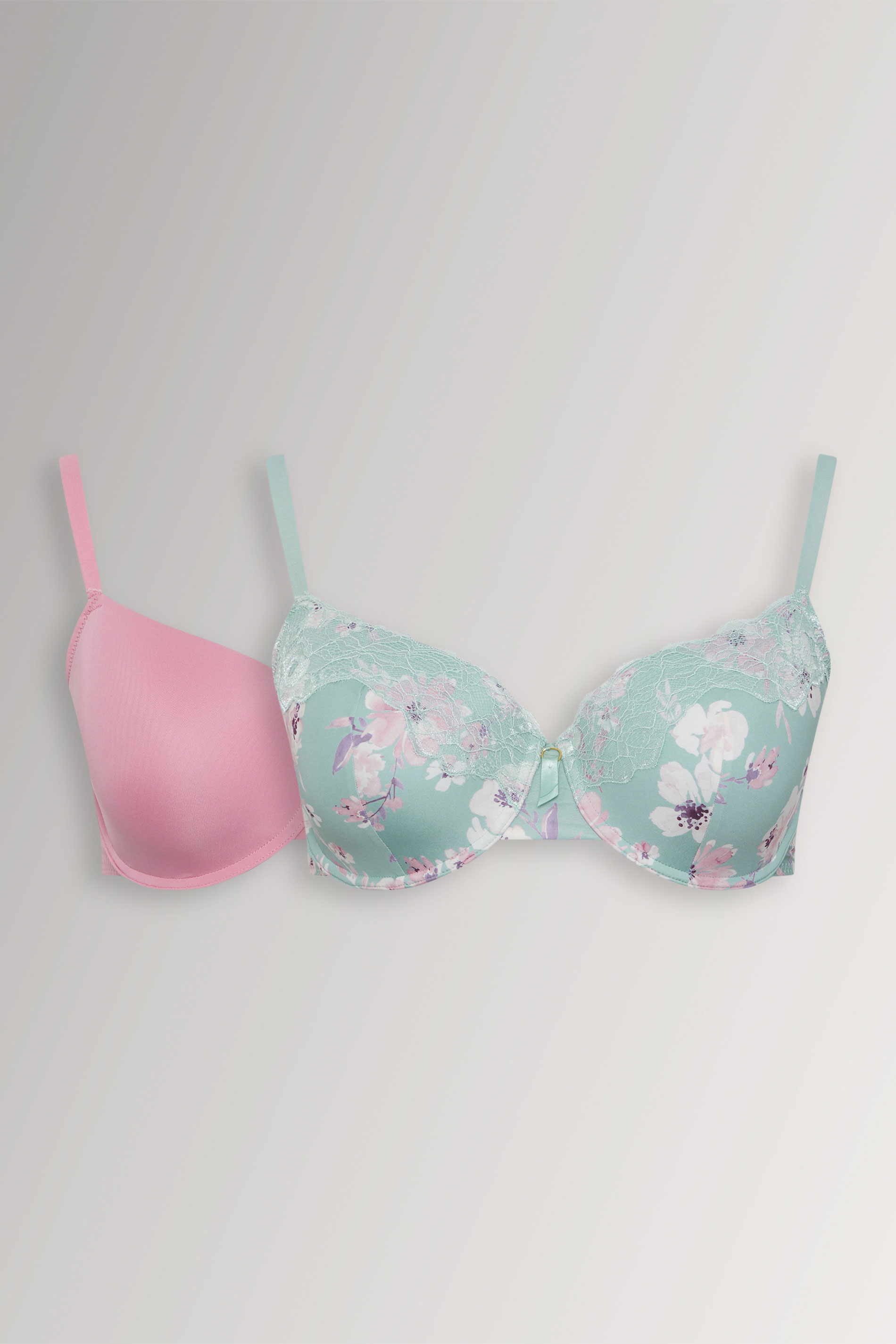 YOURSET 2 PACK Plus Size Green Floral Print T-Shirt Bras | Yours Clothing 3