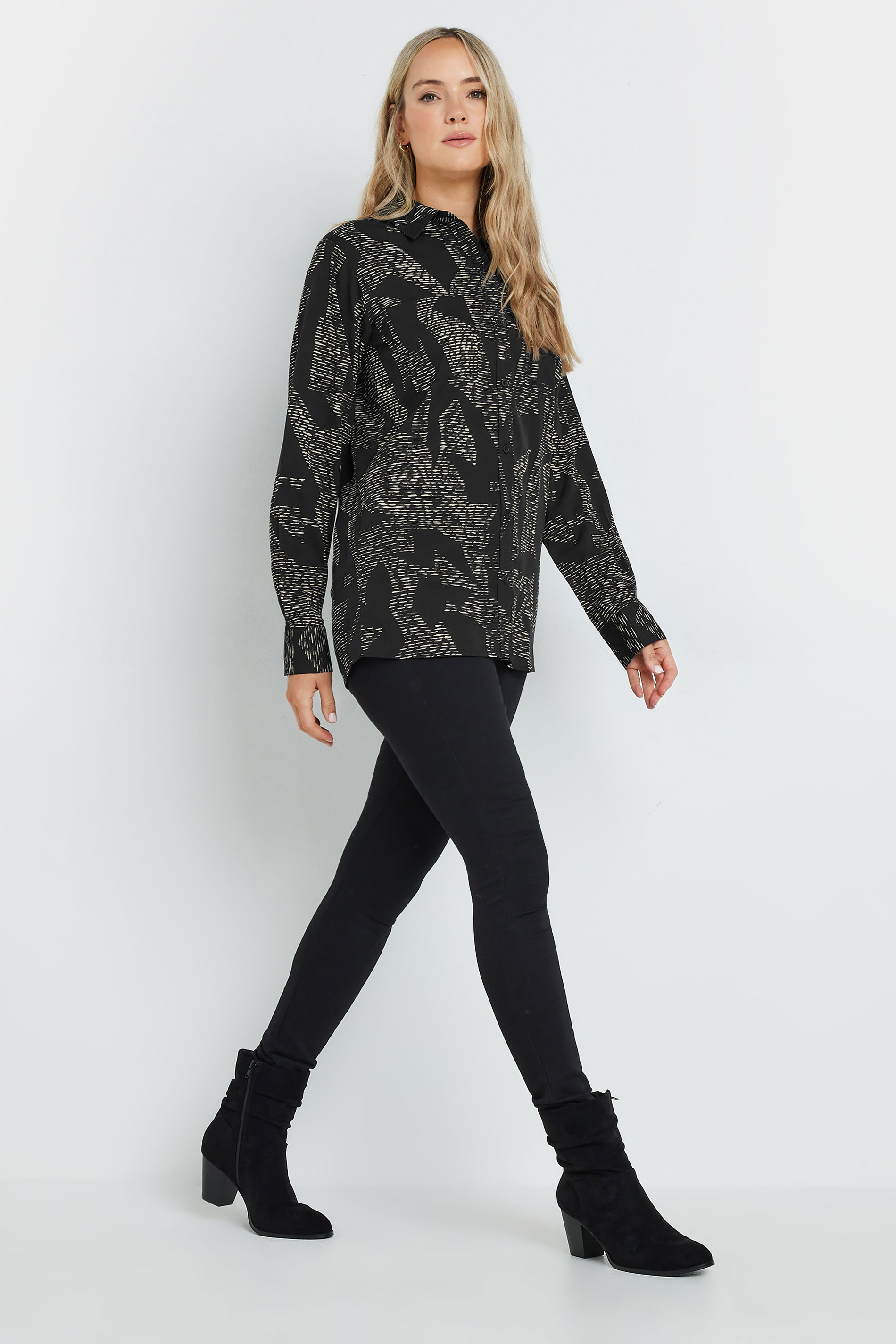 LTS Tall Black Abstract Dash Long Sleeve Shirt | Long Tall Sally 2