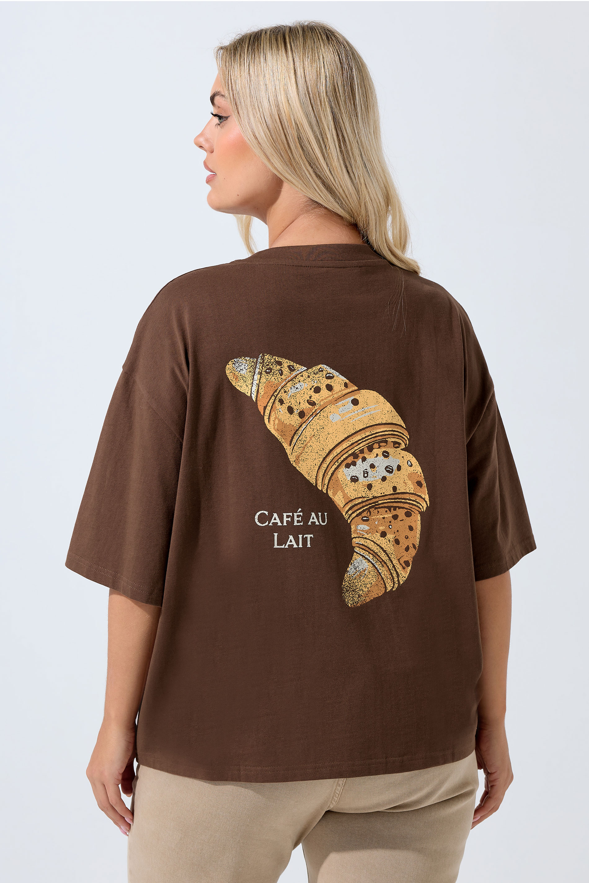 LIMITED COLLECTION Plus Size Chocolate Brown 'Café Paris' Slogan T-Shirt | Yours Clothing 2
