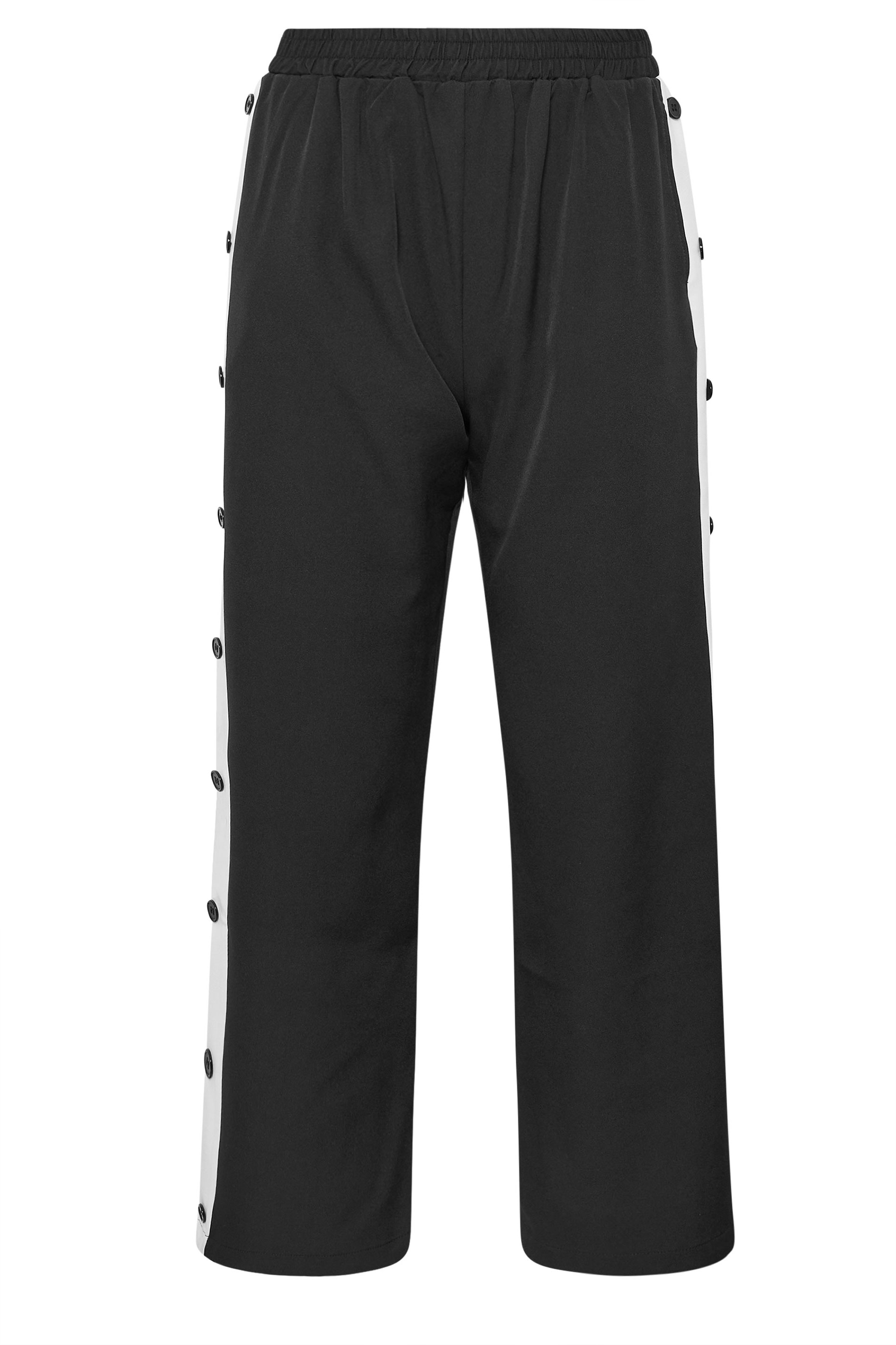 PixieGirl Petite Womens Black Contrast Stripe Wide Leg Trousers | PixieGirl 5