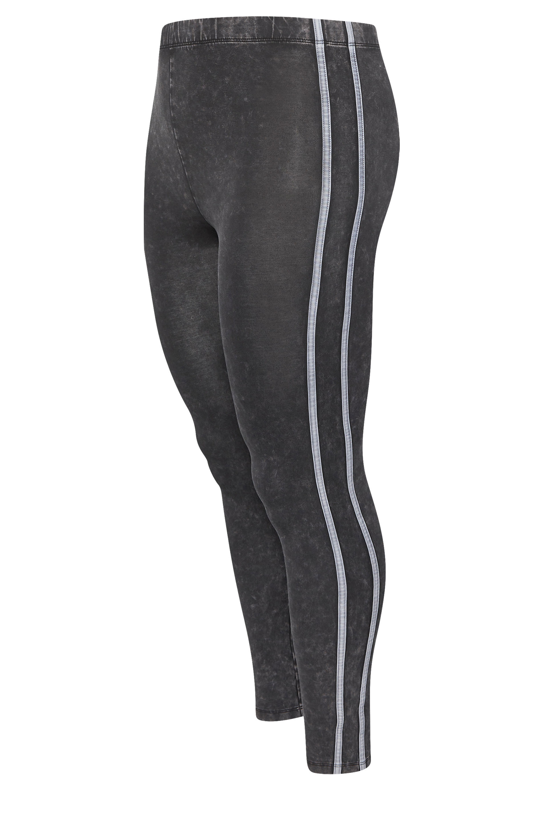 YOURS ACTIVE Plus Size Grey Acid Wash Side Stripe Leggings | Yours Clothing 6