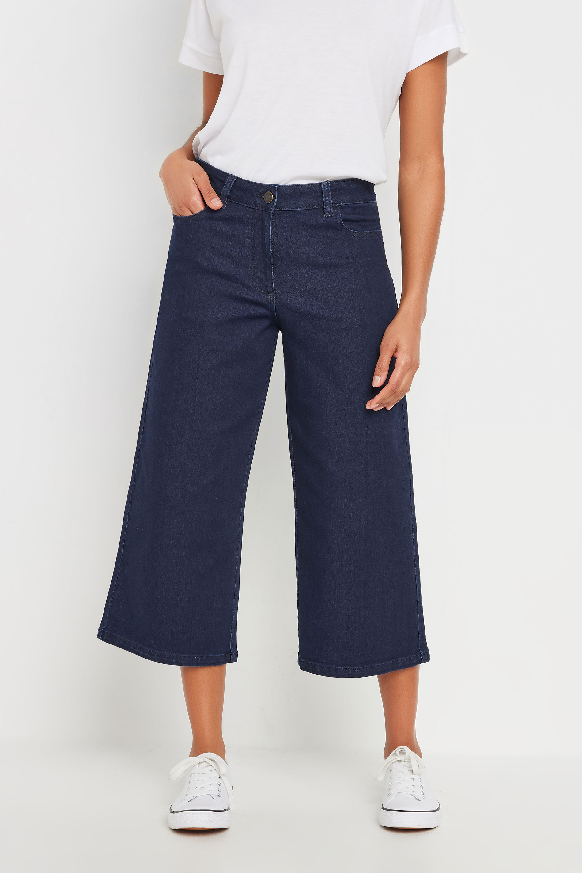M&Co Indigo Blue Wide Leg Cropped Jeans | M&Co 2