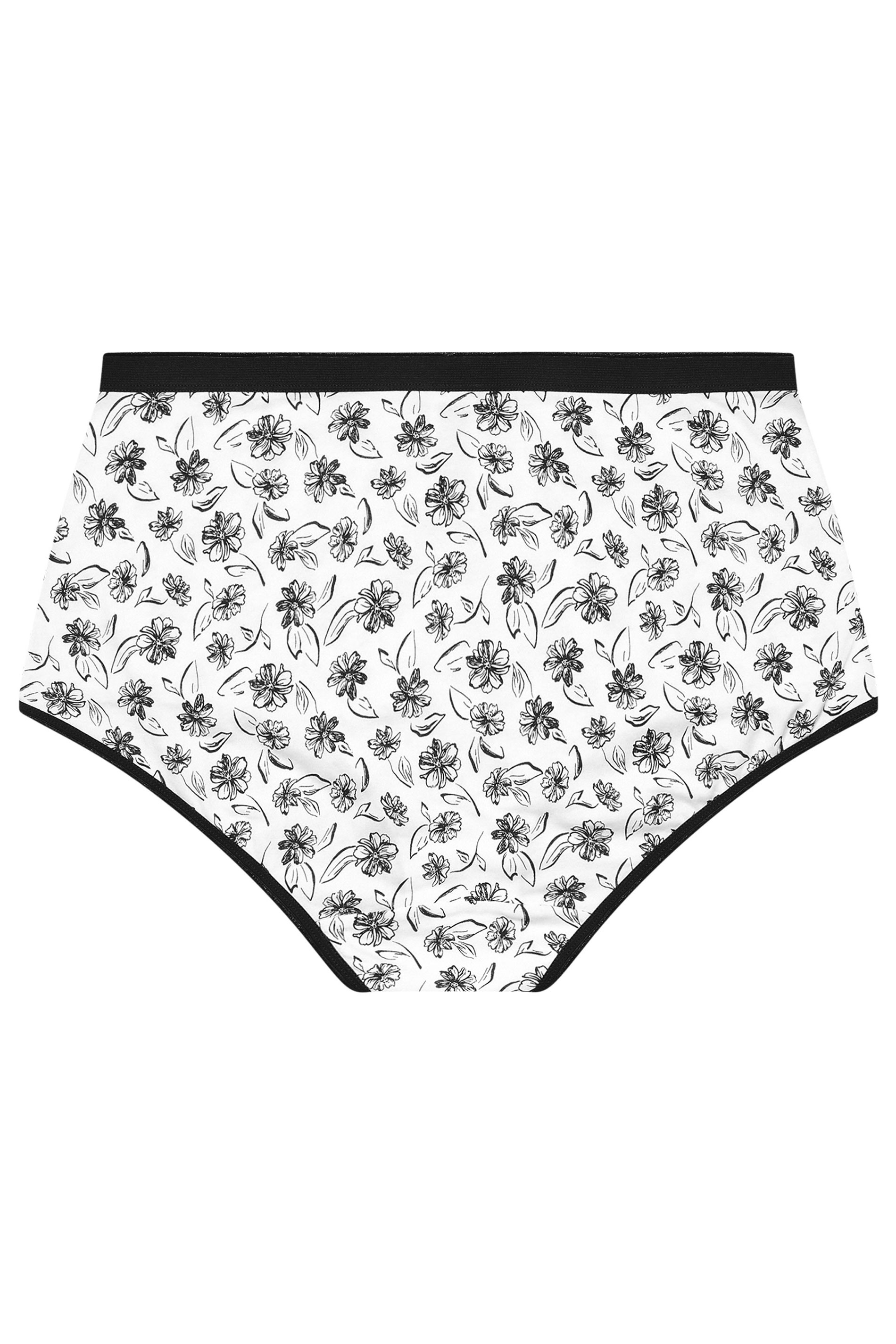 YOURSET 5 PACK Plus Size Black & White Floral Print Full Briefs | Yours Clothing 8