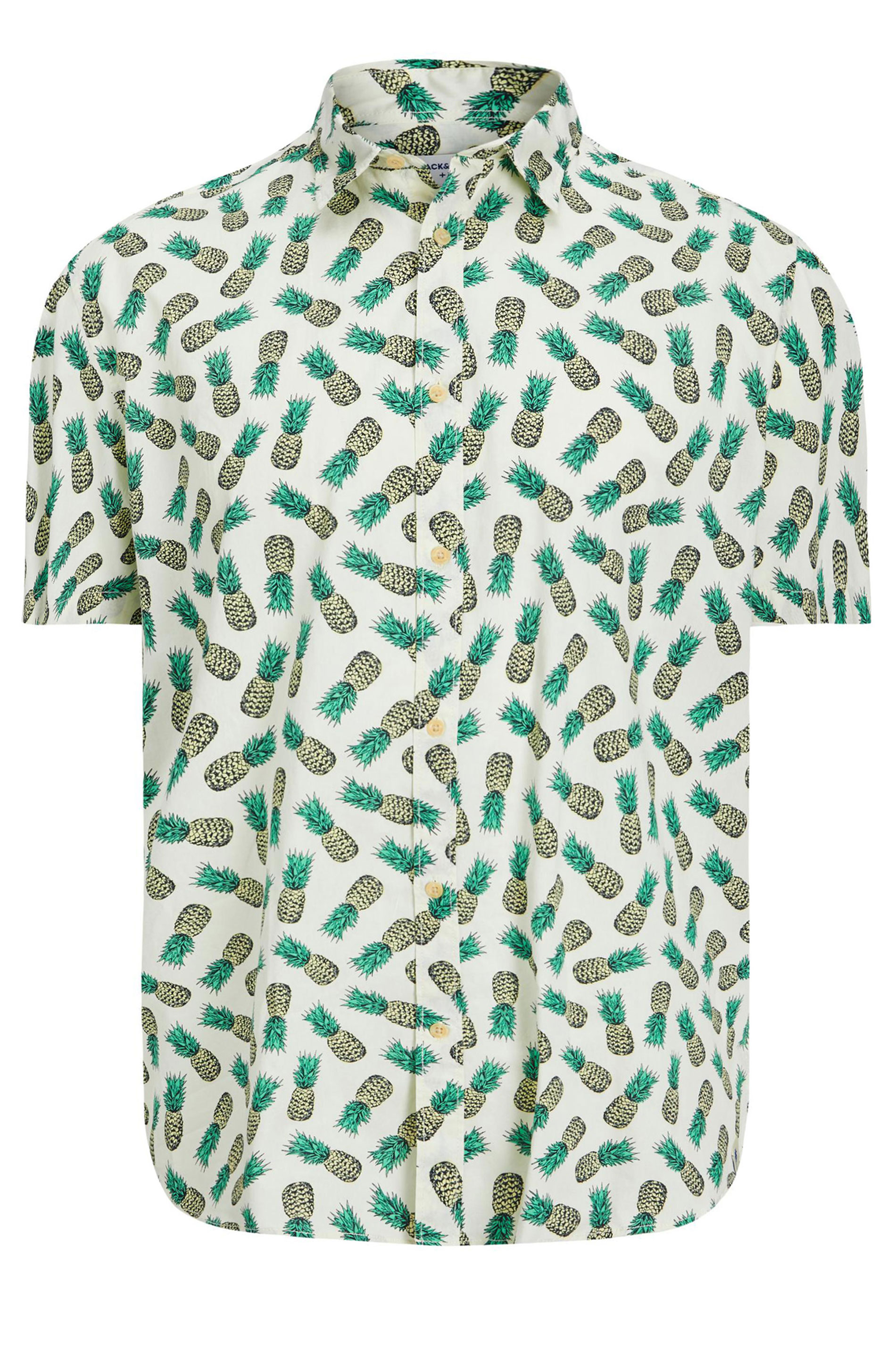JACK & JONES Big & Tall White Pineapple Print Short Sleeve Shirt 1